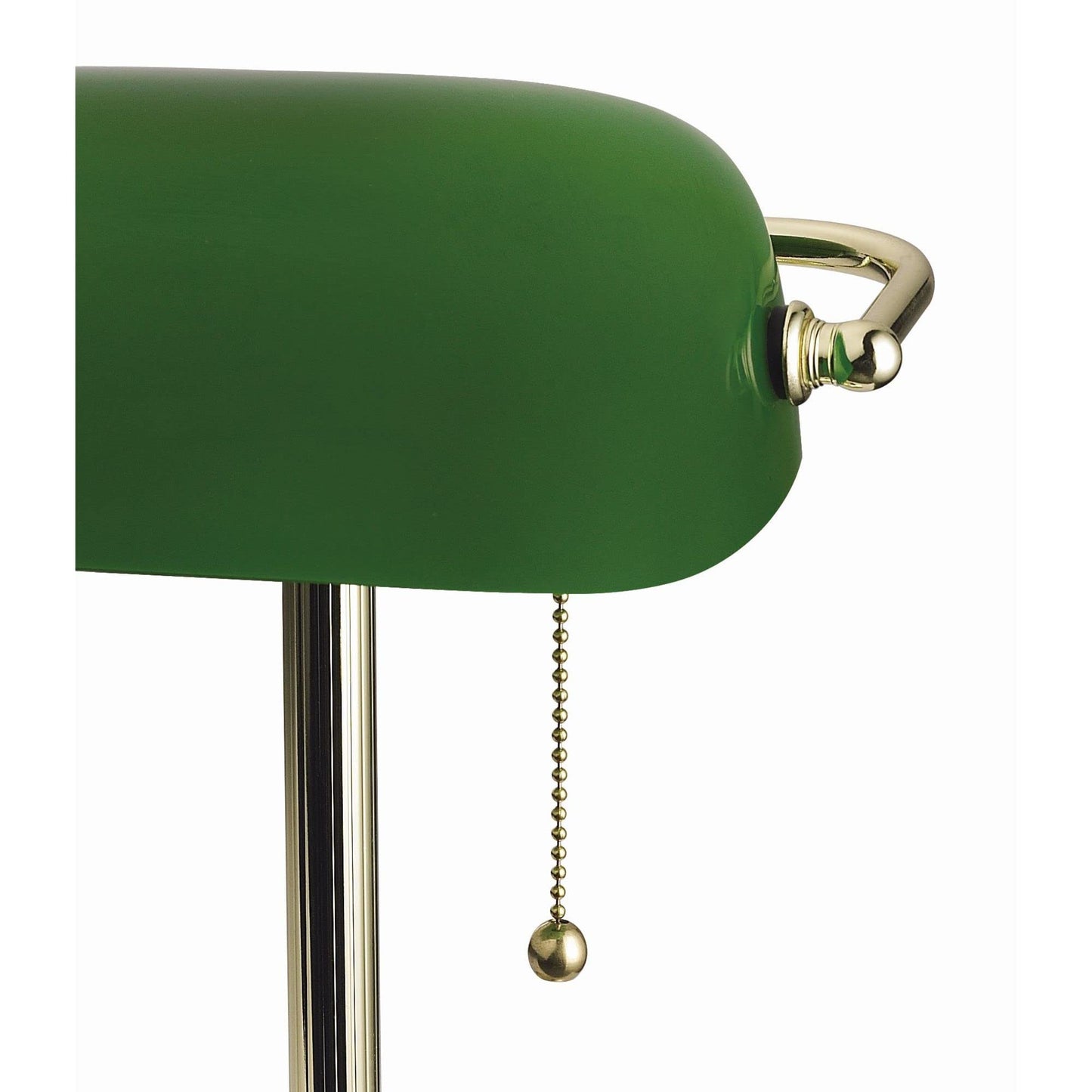 Catalina Lighting 13.5'' Traditional Banker's Lamp Light Fixture with Green Glass Cylinder Shade for Office, Library, Living Room, or Dorm, Polished Brass