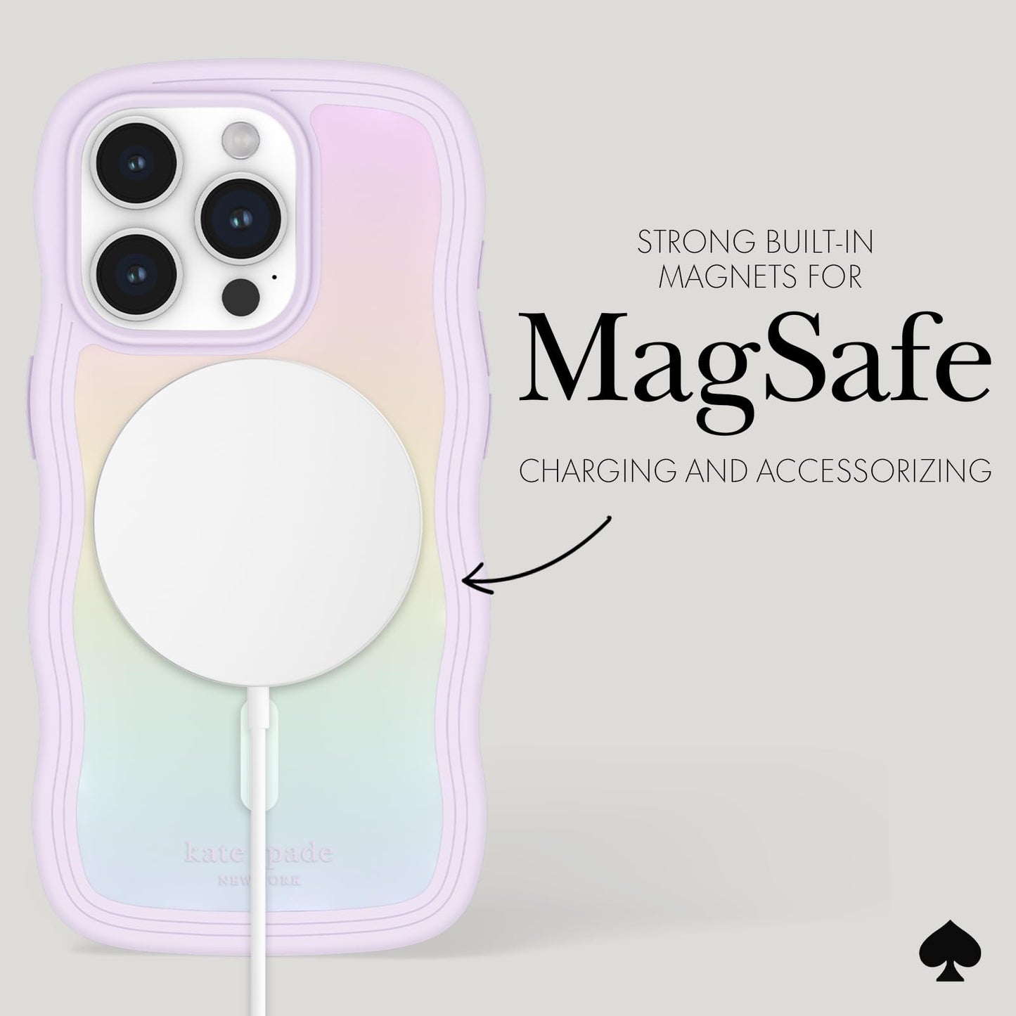 kate spade new york iPhone 15 Pro Case, Compatible with MagSafe - Wavy Iridescent