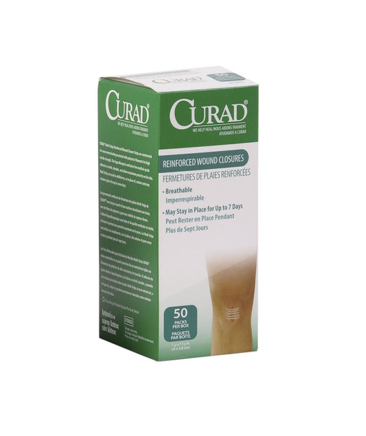 CURAD Sterile Medi-Strips Reinforced Wound Closures, 1/4" x 1 1/2", Hypoallergenic, 50 Packs, 300 Strips