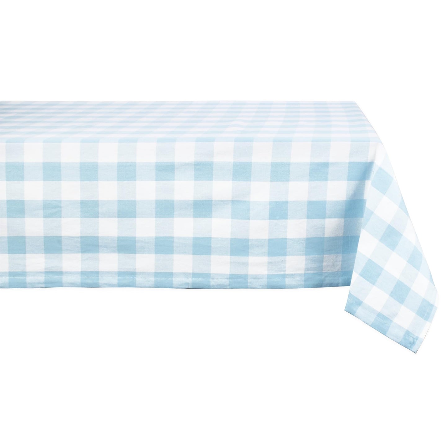 DII Buffalo Check Collection, Classic Farmhouse Tablecloth, 60 x 104, Light Blue & White