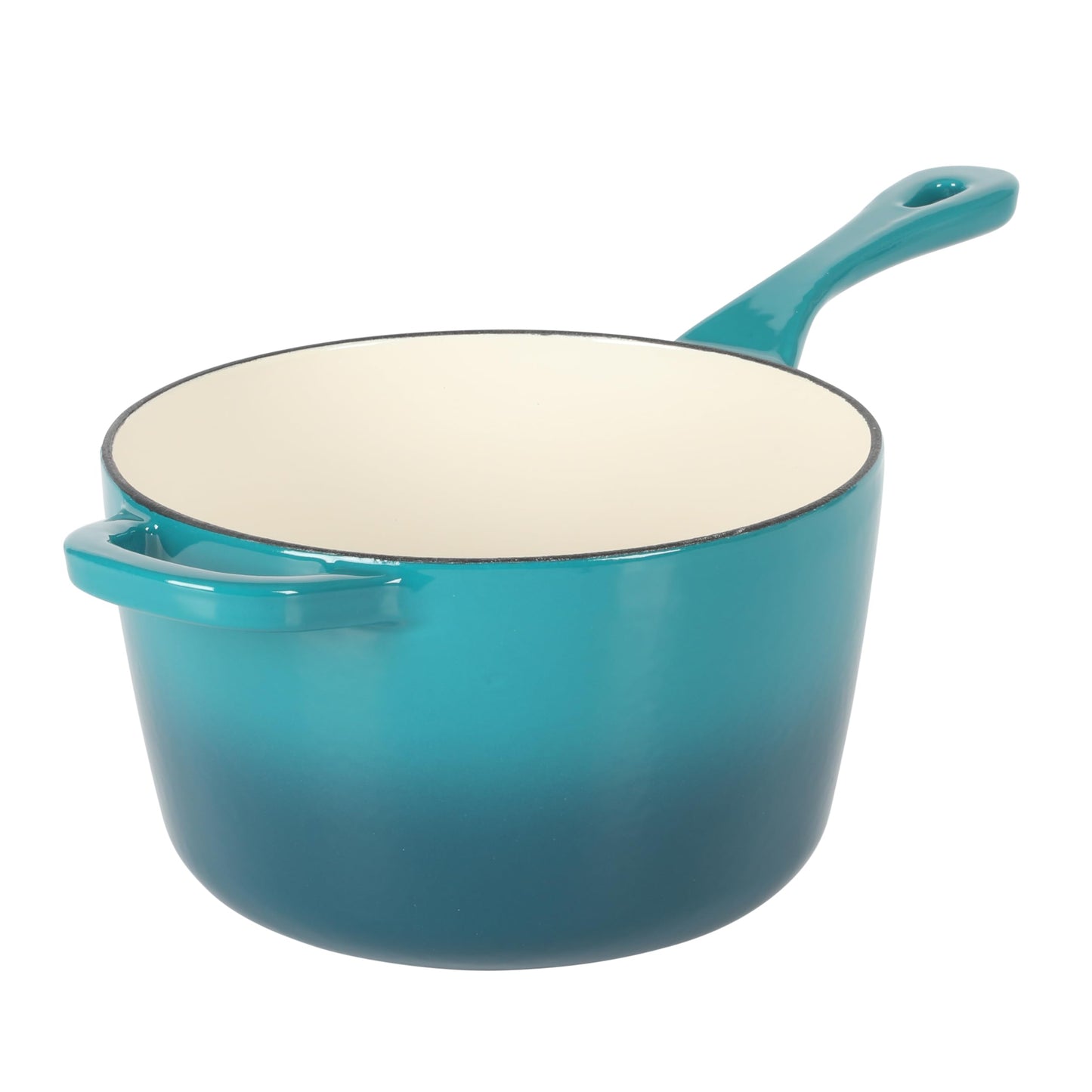 Crock-Pot 3-Quart Teal Ombre Enamel Cast Iron Saucepan with Lid – Durable Oven Safe Cookware