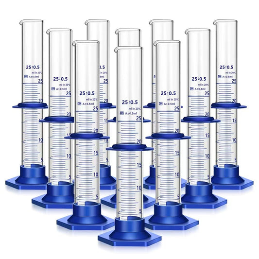 10PCS Graduated Cylinder Measuring Cylinder Thick Glass Lab Cylinders Glass Graduated Cylinder Glass Measuring Cylinder(25ML)