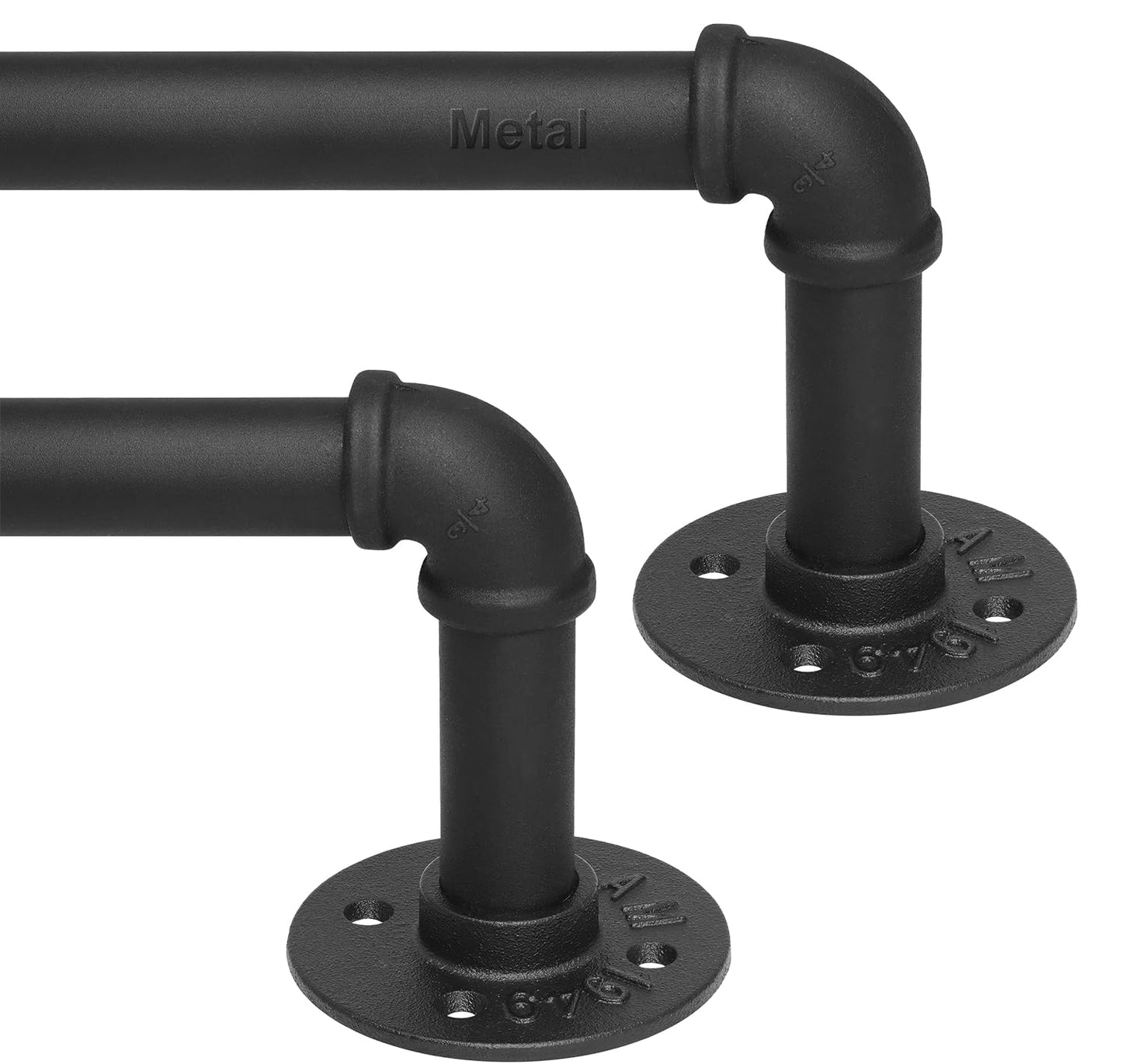 Refrze 2 Pack Curtain Rods for Windows 34 to 48 Inch, Industrial Curtain Rods Wrap Around, Heavy Duty for Bedroom & Outdoor, 34-48", "Black Curtain rod