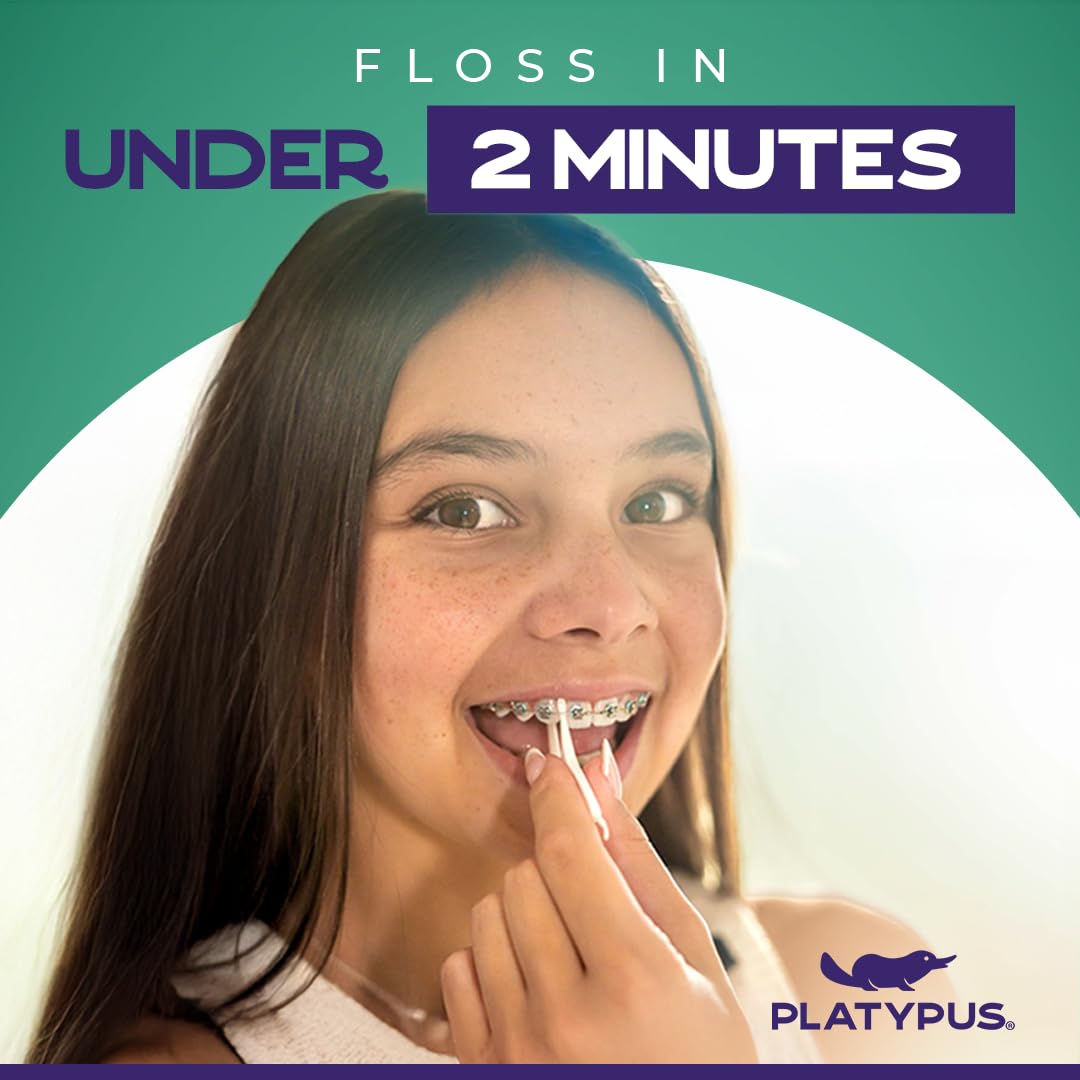 Platypus Orthodontic Flossers for Braces Family Pak - Unique Structure Fits Under Arch Wire, Increase Flossing Compliance, Floss Teeth in Less Than Two Minutes - 75 3-Count Flossers (225 Total)