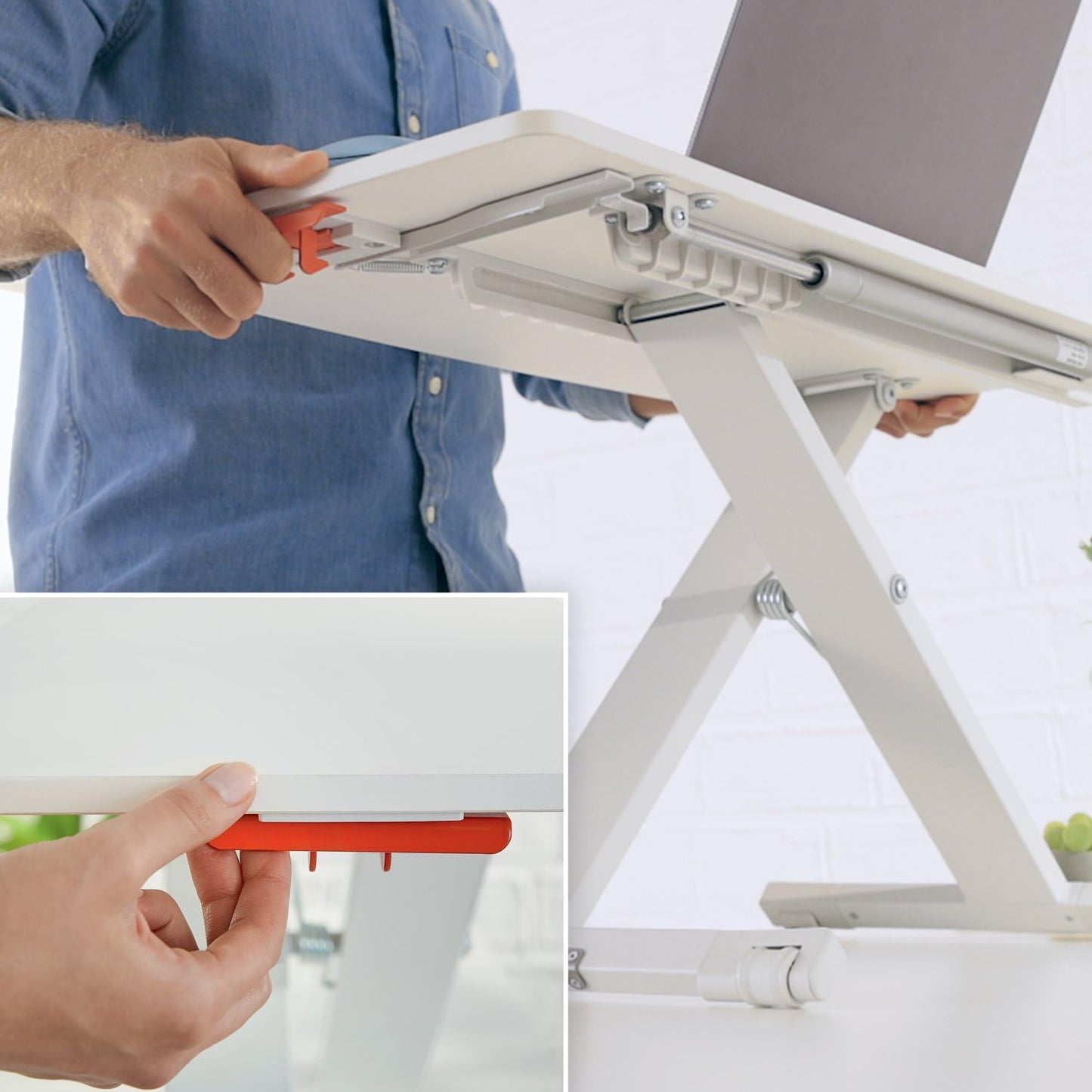 Leitz Ergo Standing Desk Converter, Adjustable Sit to Stand Up Desk Workstation, Monitor Riser, Holds Laptop and Mouse (65330085-NA)
