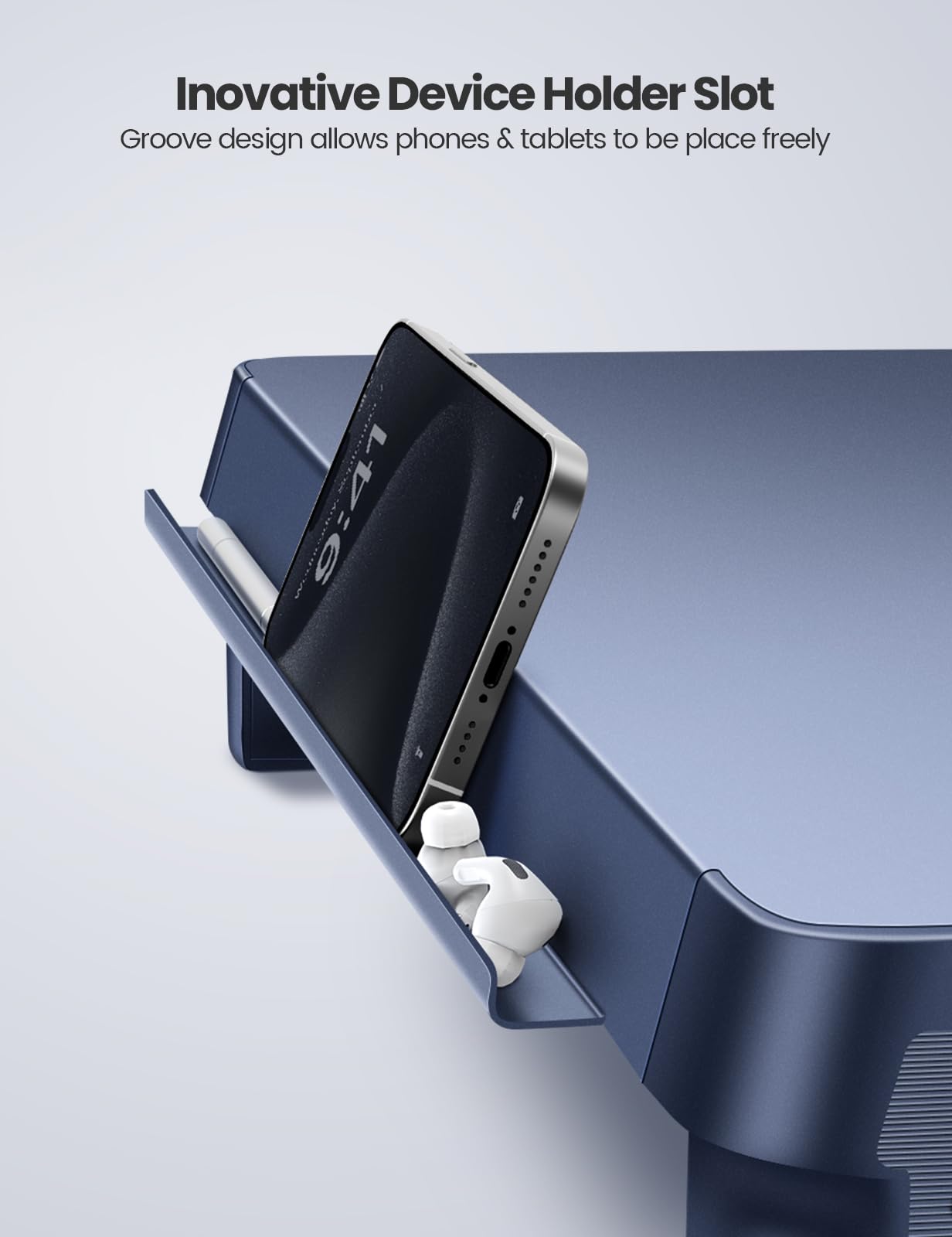 Vaydeer USB 3.0 Monitor Stand, Metal Monitor Riser with Hub, Support Fast Charging and Transfer Data, Keyboard and Mouse Storage Desk Organizer for Laptop,Computer,Notebook,MacBook,21.4inch