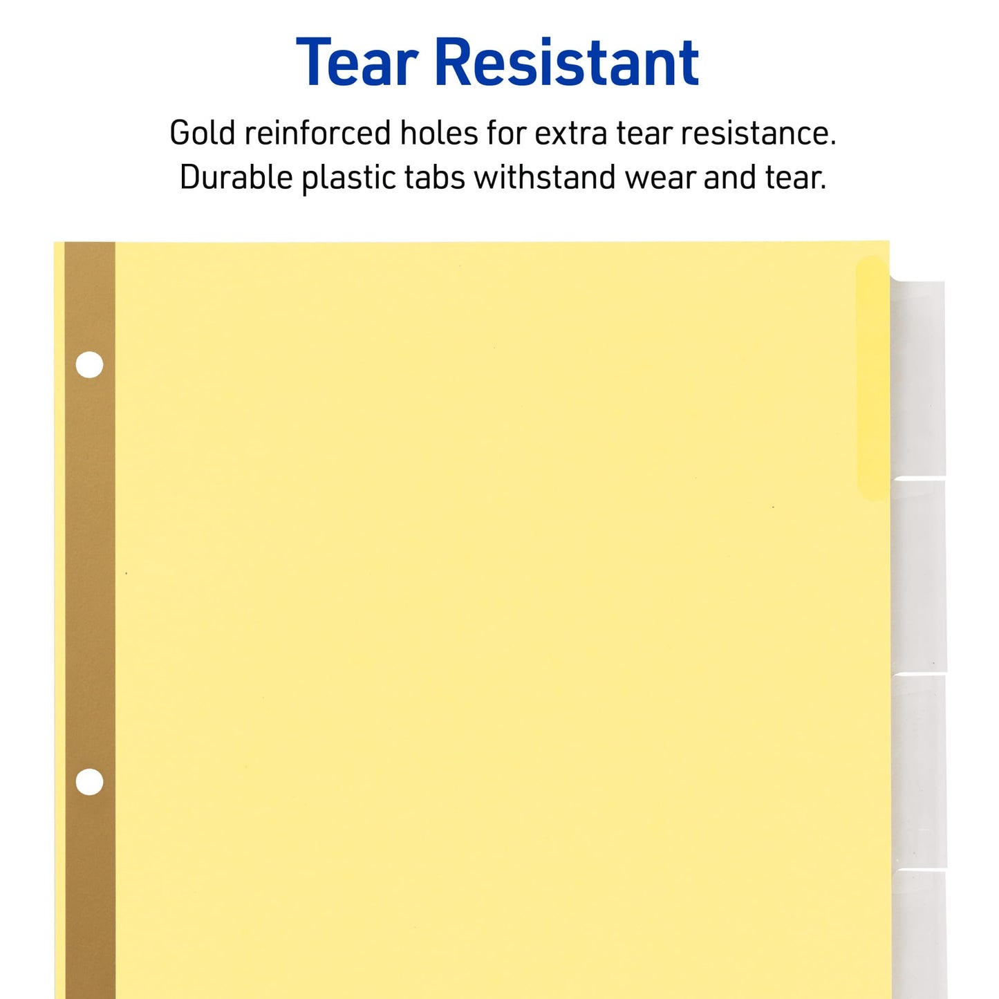 Avery Insertable Dividers for 3 Ring Binder, 5-Tab Sets, Clear Big Tabs, Buff Paper with Gold-Reinforced Holes, 48 Sets Total, Great for Organizing Reports, Projects, and More (48 Packs of 11110)