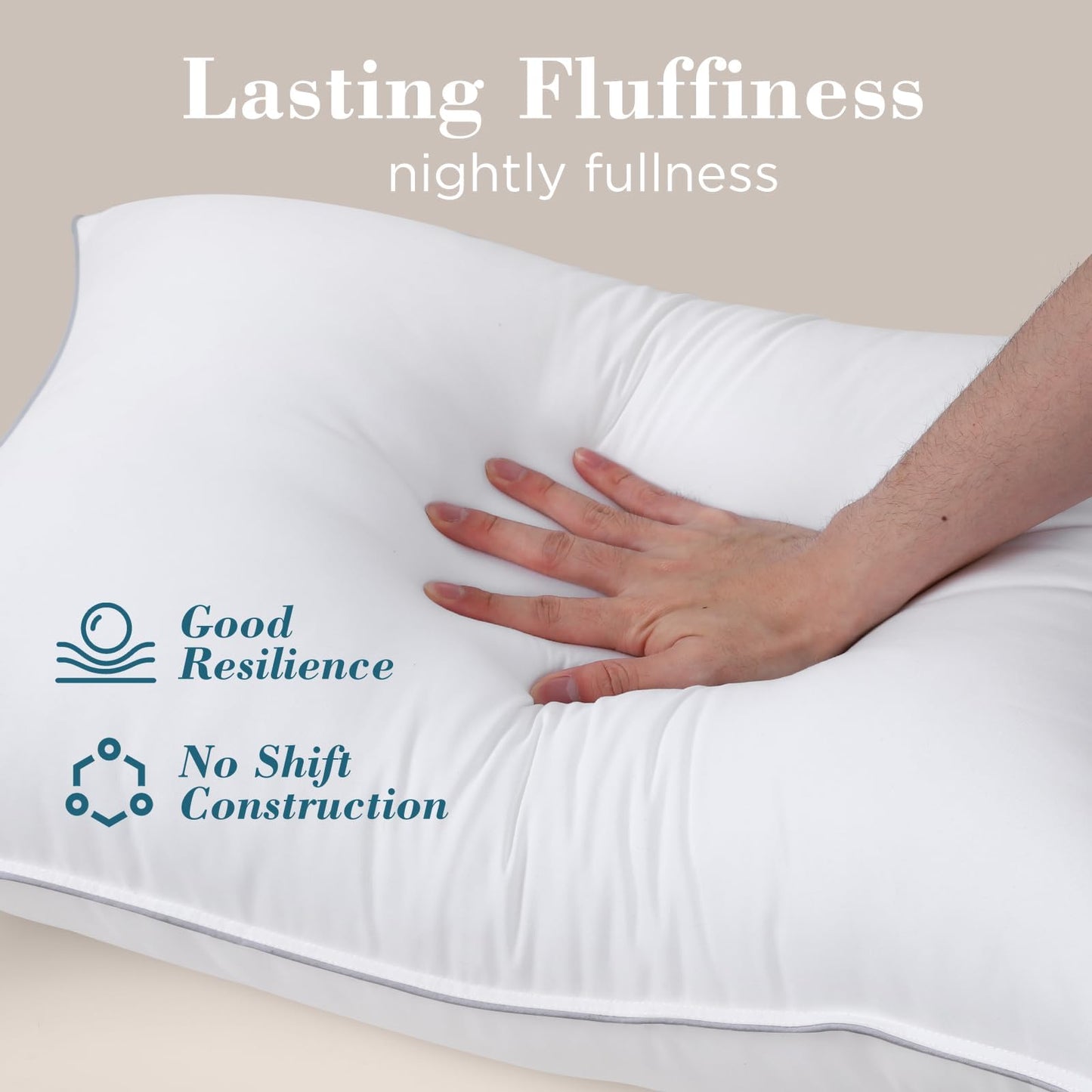 viewstar Bed Pillows King Size Set of 2, Hotel Collection, Down Alternative Firm Pillow for Side, Back or Stomach Sleepers, White