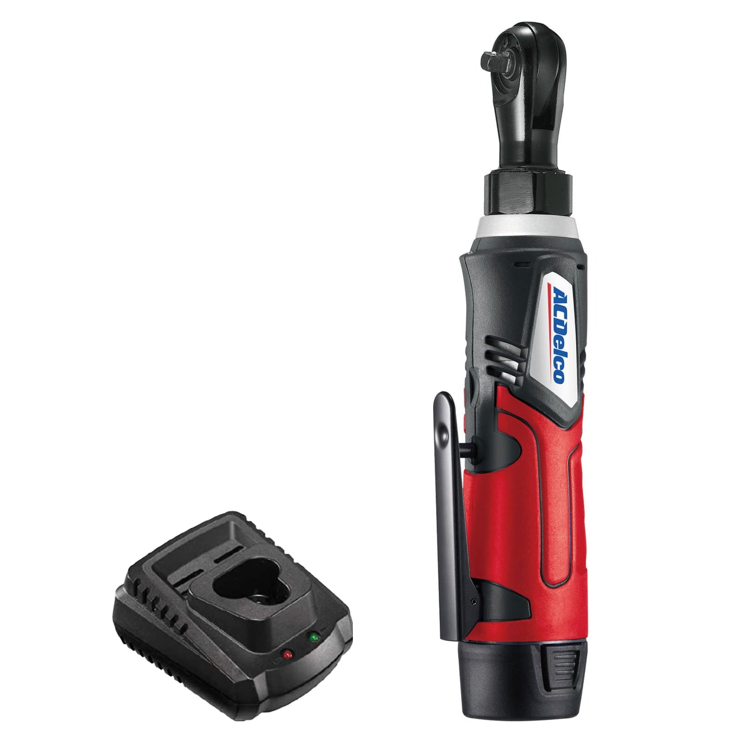 ACDelco ARW1207P G12 Series 12V Cordless Li-ion 1/4” 30 ft-lbs. Torque Ratchet Wrench Tool Kit, Red