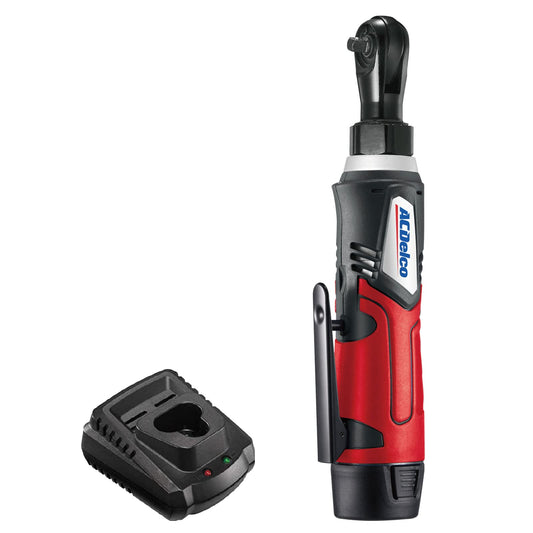 ACDelco ARW1207P G12 Series 12V Cordless Li-ion 1/4” 30 ft-lbs. Torque Ratchet Wrench Tool Kit, Red