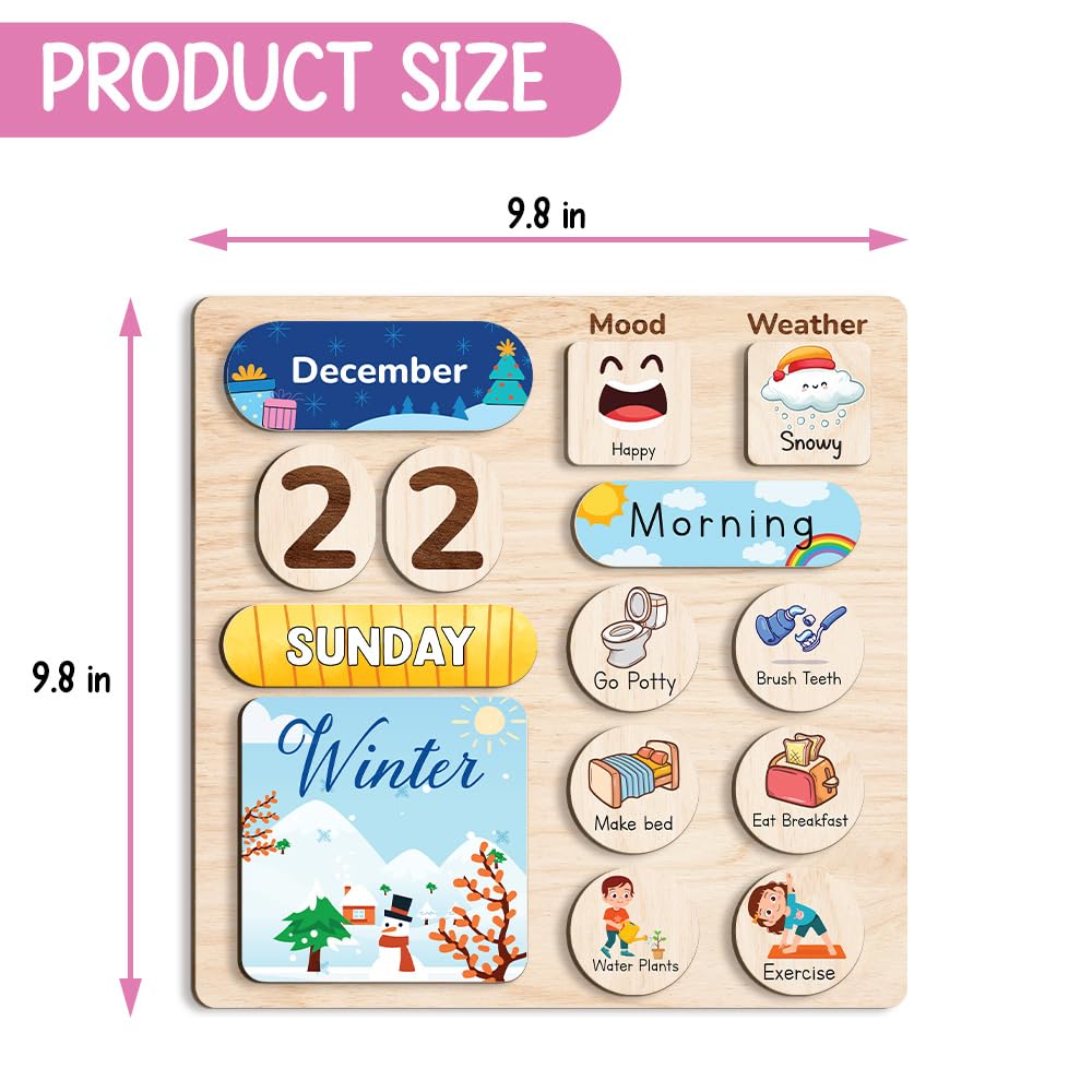 Wooden Daily Routine Chart, Kid Calendar, Routine Chart for Toddlers, Morning Bedtime Routine Chart for Toddlers (06)