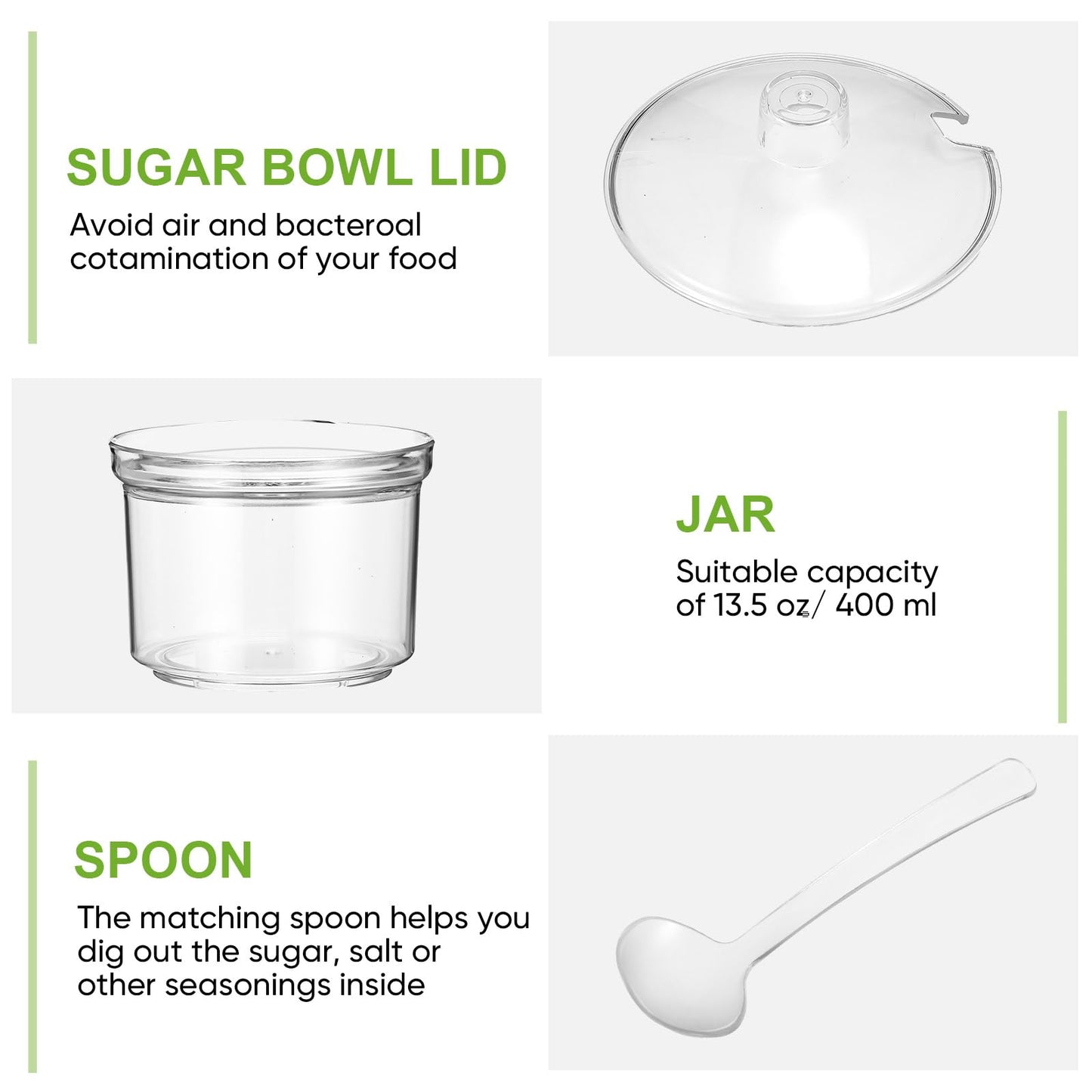 Tioncy 12 Pcs Ice Cream Bar Supplies Sugar Bowls with Lid and Spoon Acrylic Candy Dispenser Party Bar Sundae Caramel Apple Dipping Container with Tag (13.5 oz,Clear)