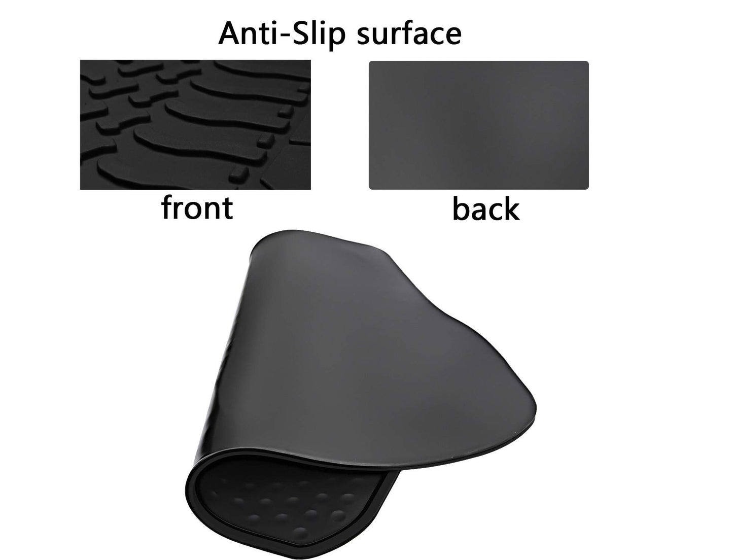 San Auto Car Floor Mat Custom Fit for Jeep Compass 2017-2025 2026 Full Black Rubber Auto Floor Liners Mat Set All Weather Protection Heavy Duty Odorless