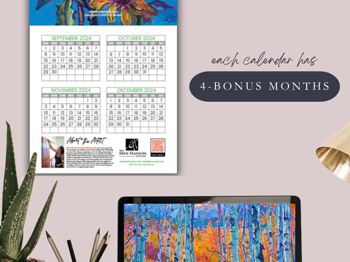 2025 Erin Hanson Calendar Bundle Landscapes Fine Art | Large Wall Calendar with Vibrant Impressionism Bundle Paintings | Monthly Calendar for Office 12 x 24” Thick Paper | Art by Erin Hanson