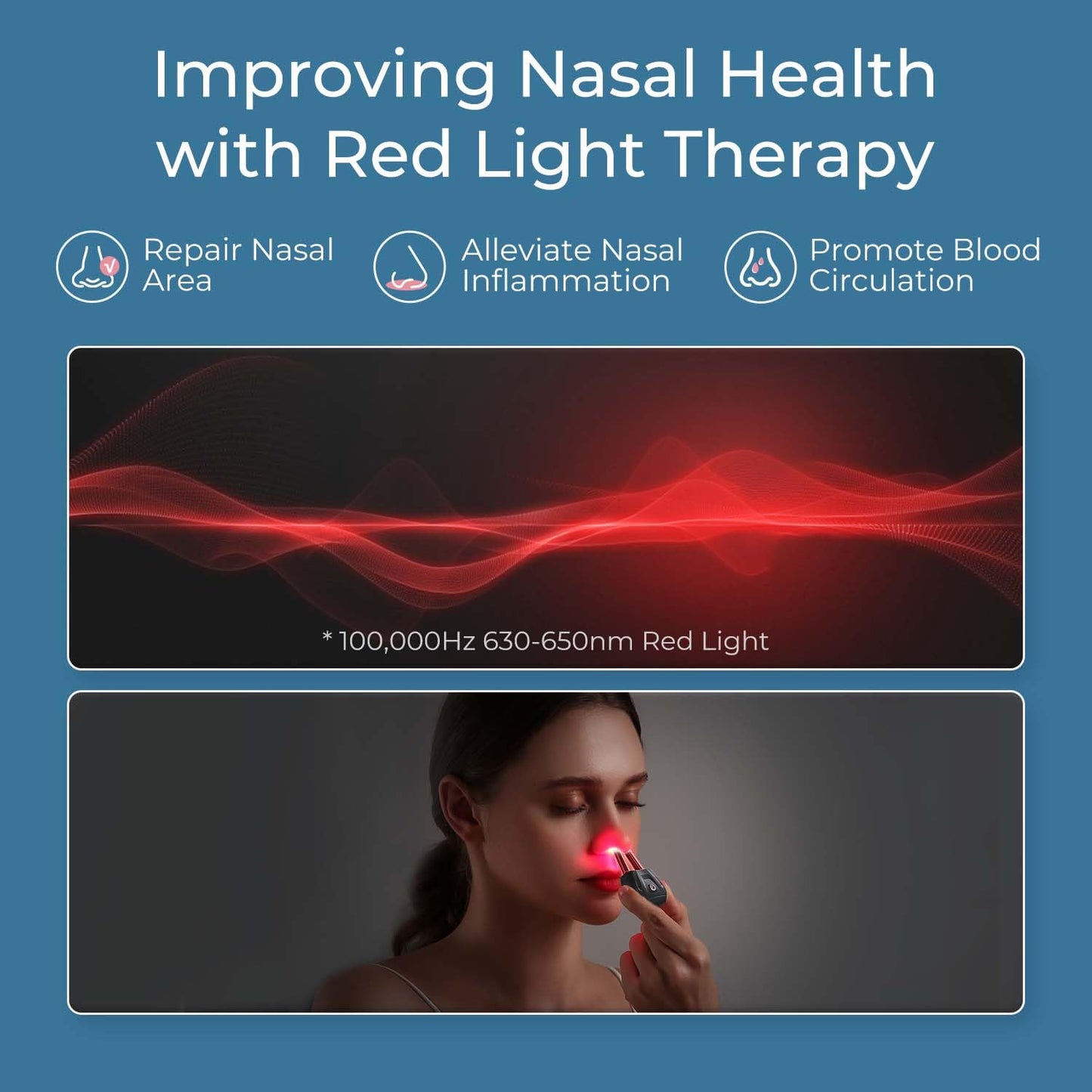 Scienlodic Rechargeable Portable Red Light Nose Therapy-Red Light Therapy for Nose - Nasal Infrared Therapy Device for Nose - Black