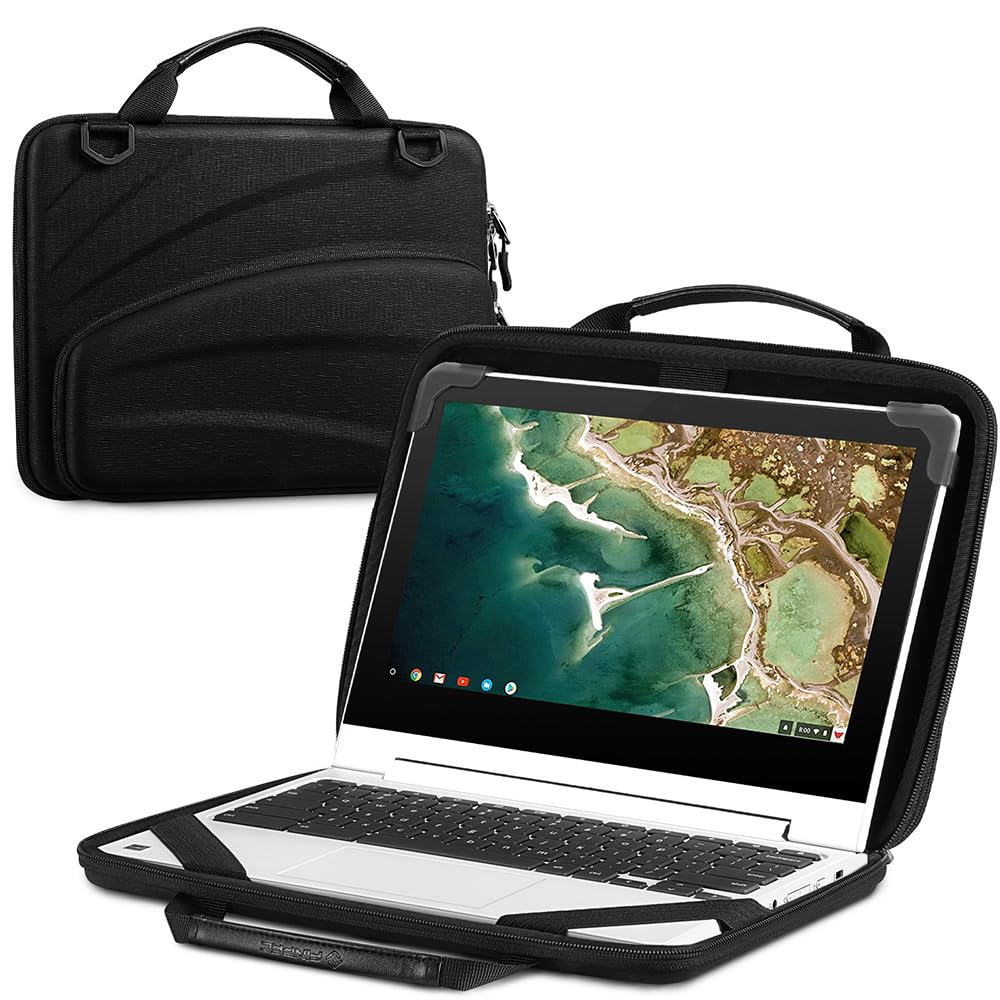 FINTIE 11-11.6 Inch Chromebook Sleeve Case - Protective Briefcase Shoulder Bag with Accessory Pouch for Up to 11.6" Laptop Notebook Ultrabook 13'' MacBook Neo, Black