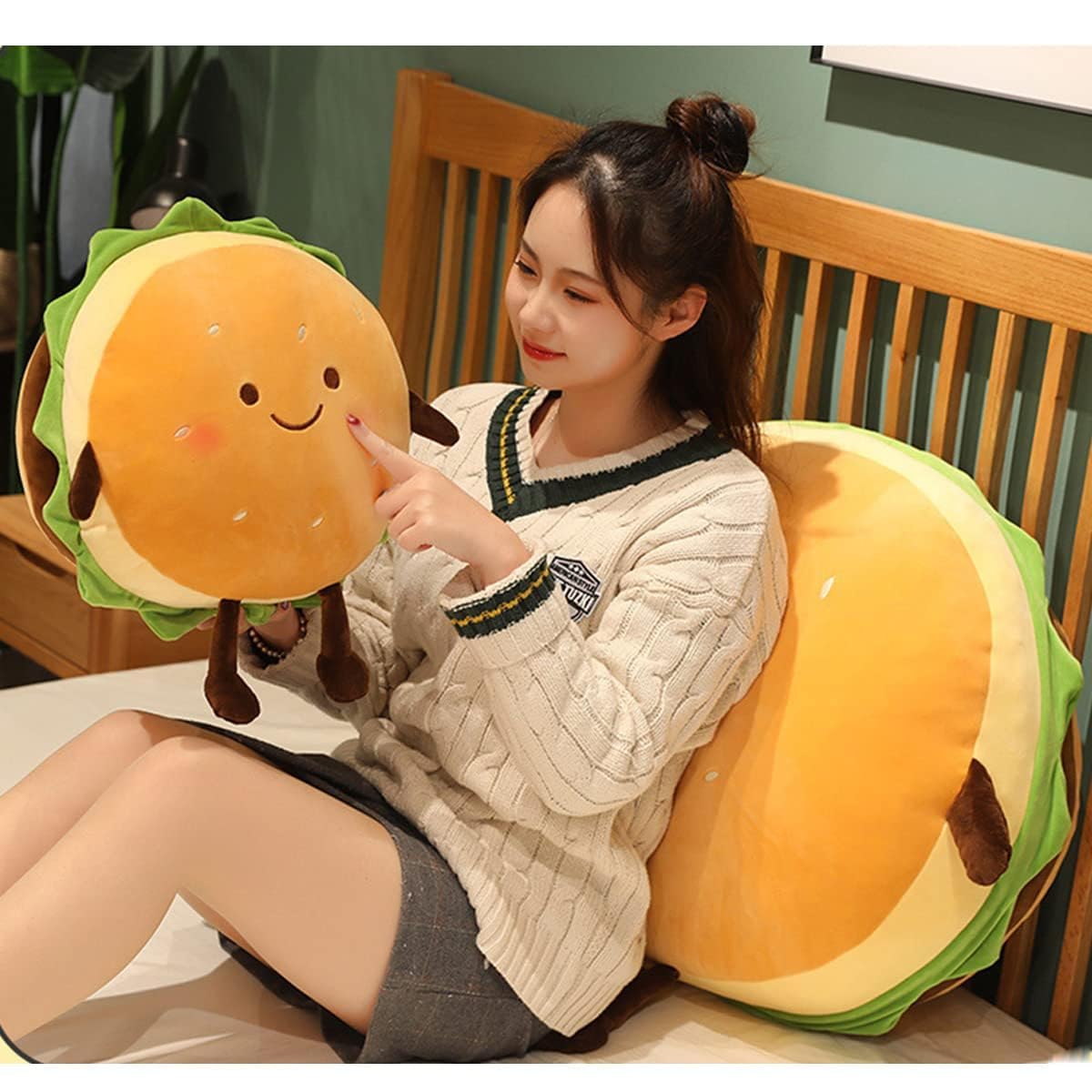 Goylmc Hamburger Plush Pillow - Hamburger Stuffed Pillow - Food Plush Pillow - Home Decoration Christmas Birthday Gift for Kids Boys Girls (13.7")