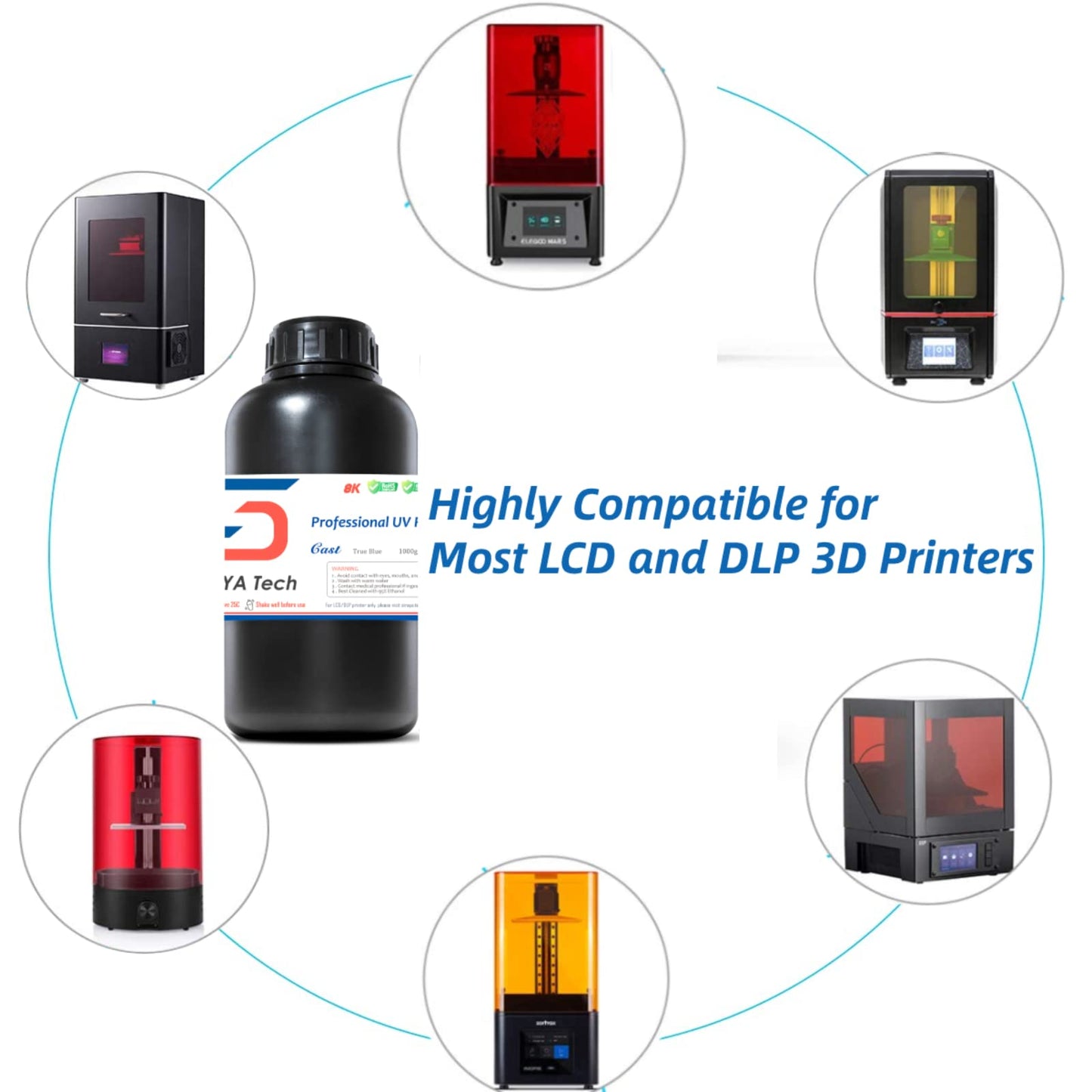 Siraya Tech Cast 3D Printer Resin Easier to Burn and Print Clean Burnout Great Smooth Surface High Resolution Castable 405nm UV-Curing Resin for Thicker Designs and Metal Parts (True Blue, 1kg)