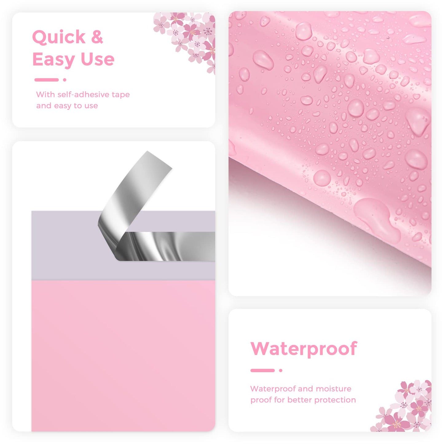 Metronic Poly Mailers 14.5x19 200 Pack, Strong Adhesive Shipping Envelopes for Clothing, Large Shipping Bags for Small Businesses, Waterproof Mailers Poly Bags for Shipping, Packages Bags Light Pink