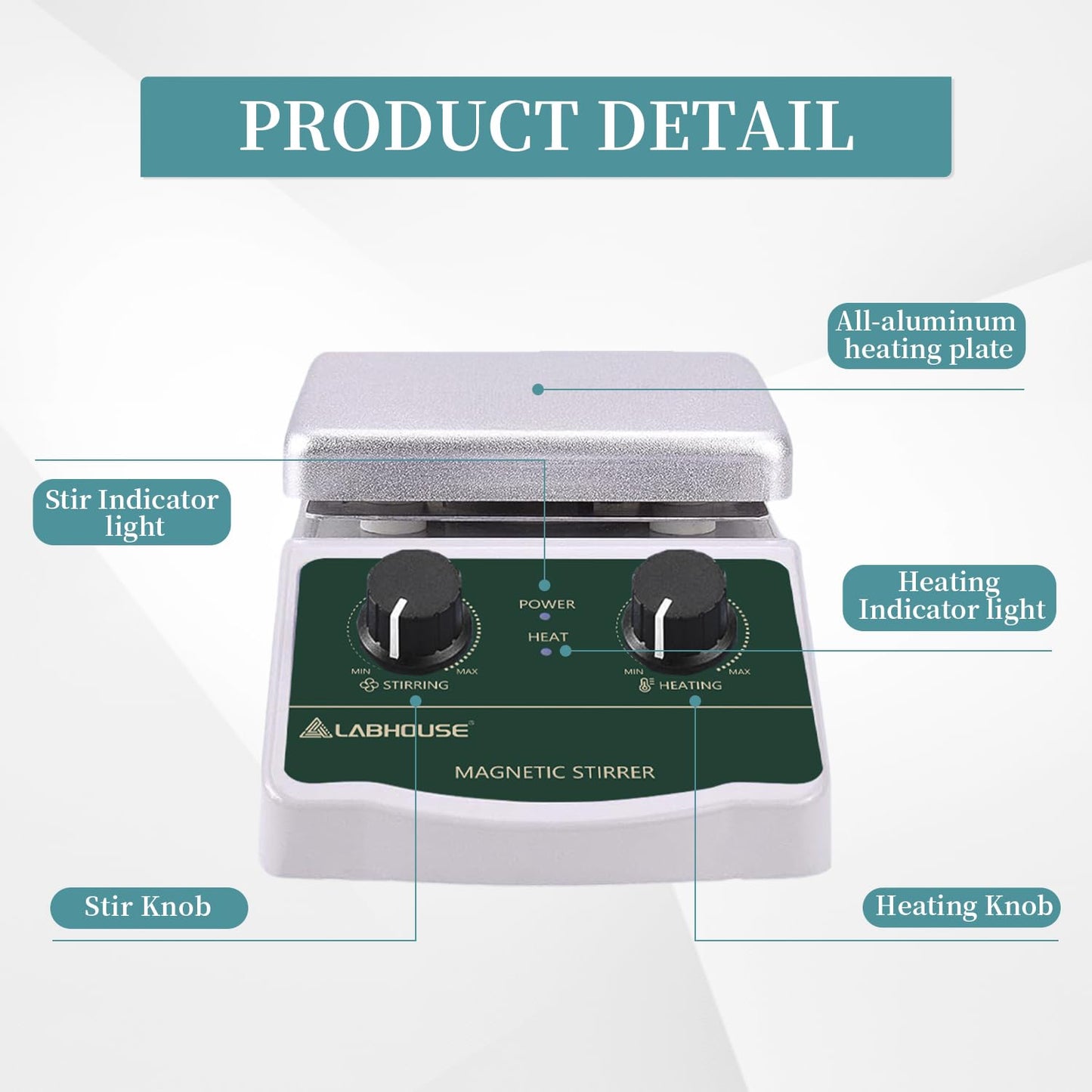 LABHOUSE 300℃/ 572℉ Magnetic Stirrer Hot Plate 2L Heated Mixer 2000RPM Lab Stirring W/Support Stand,Stir Bar Recycler Set(Non Digital)