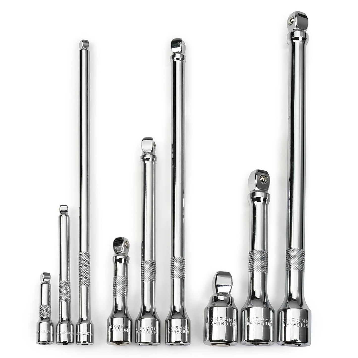 NEIKO 00249A Wobble Extension Bar Set | 9 Piece | 1/4”, 3/8”, 1/2” Drives | Cr-V Steel