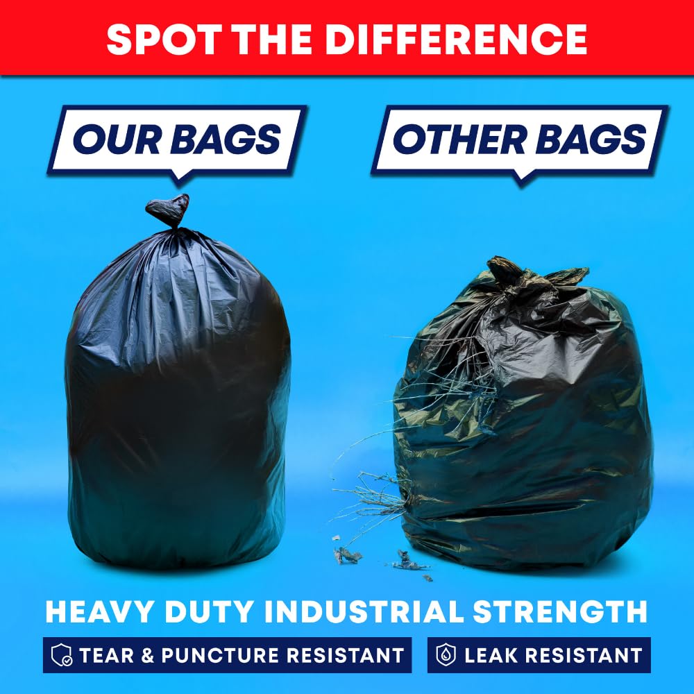 Veska 30-33 Gallon Trash Bags Heavy Duty | 250 Bags Mega-ValuePack | Black Large Trash Bags 30 Gallon - 32 Gallon - 33 Gallon.
