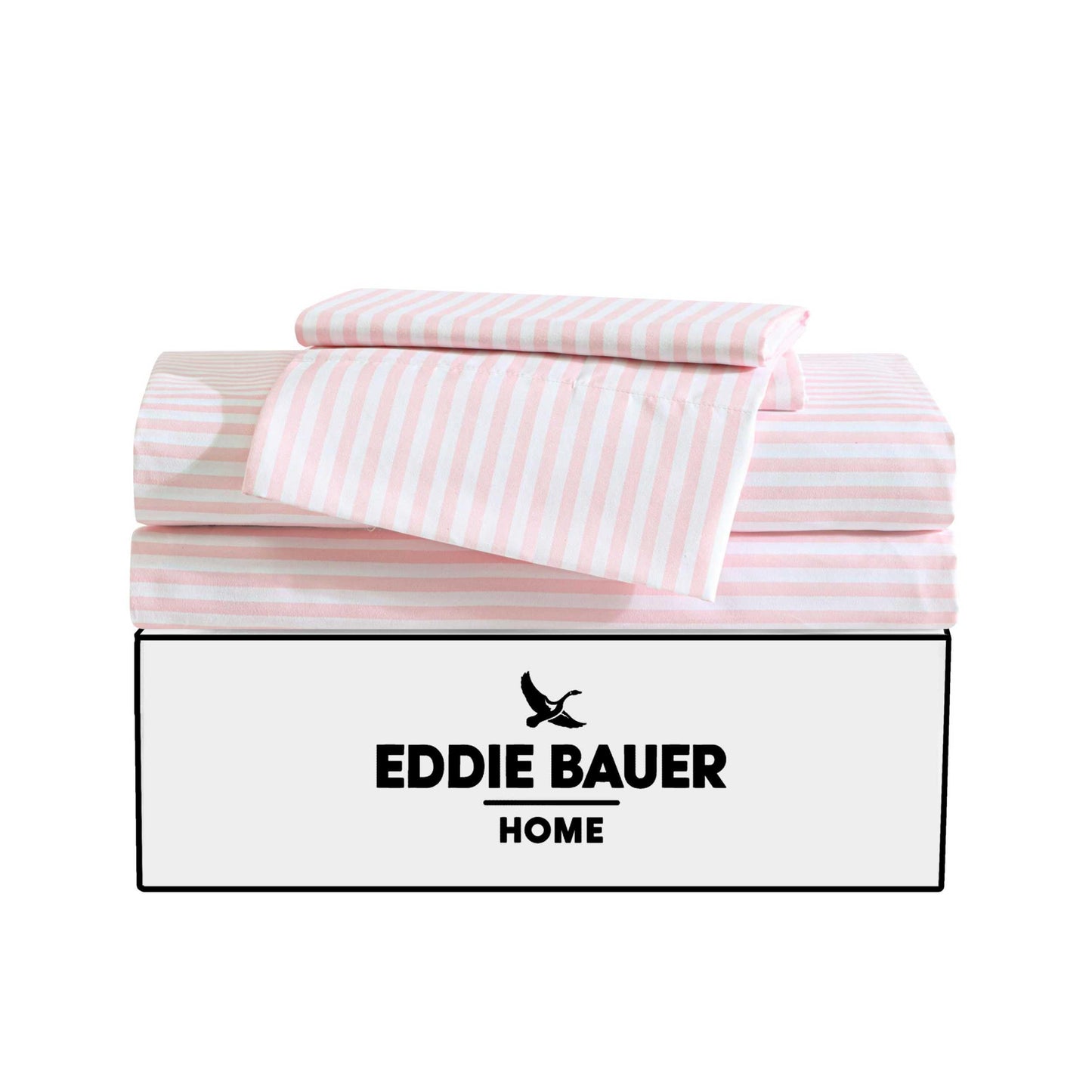 Eddie Bauer Kids - Queen Sheet Set, Ultra-Soft Microfiber Bedding with Fully Elastic Fitted Sheet, Kids Bed Set with Pillowcases, Easy Care Bedding (Little Stripe)