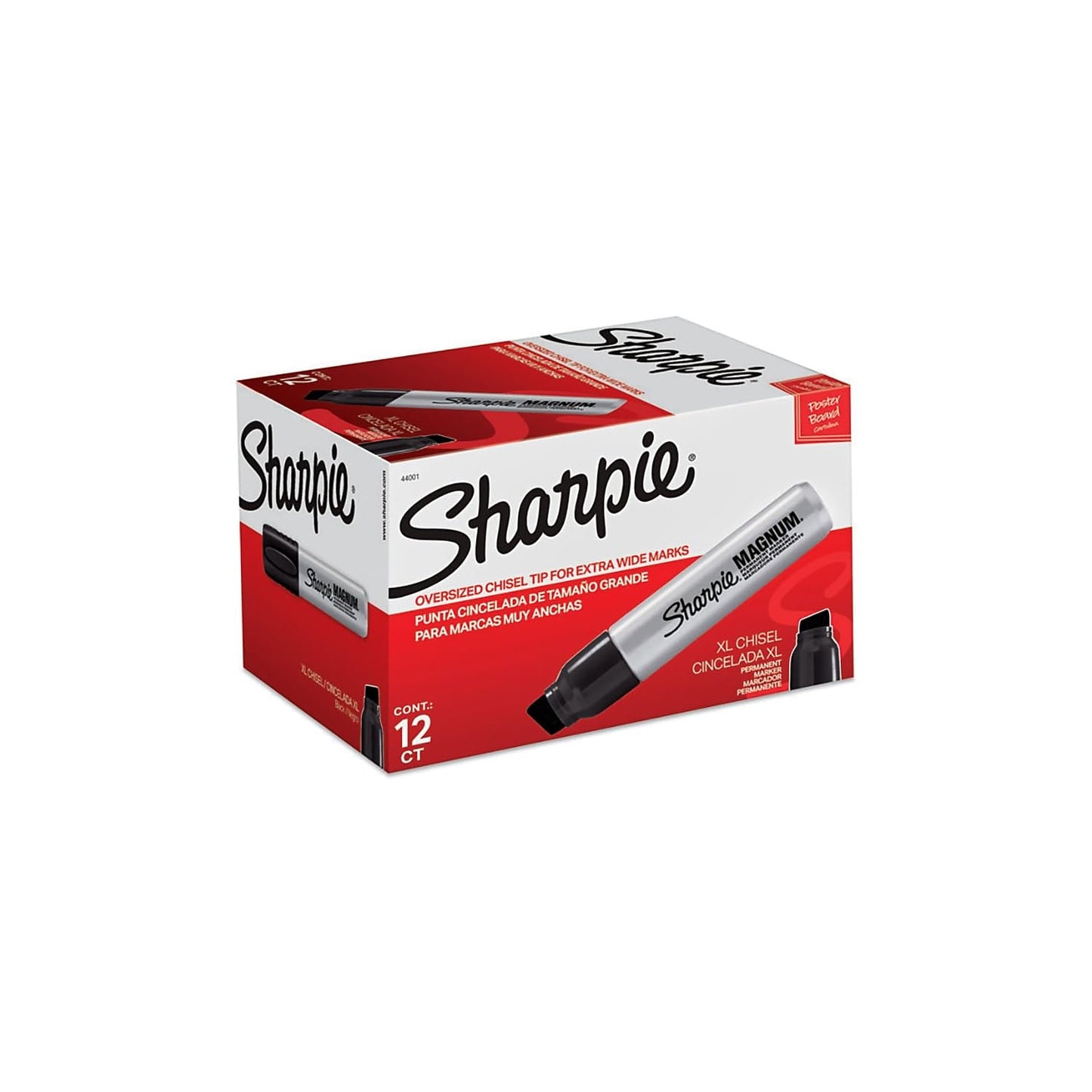 Sharpie Magnum Permanent Markers, Oversized Chisel Tip, Black, 12 Count - Office, Home, Teacher Supplies, Great for Poster Boards