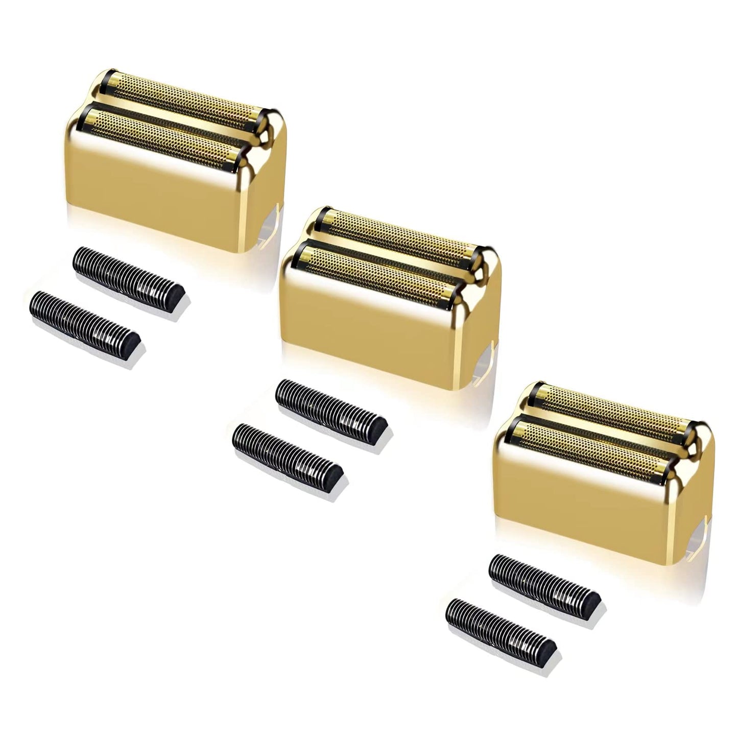 3 pack Professional Replacement Foil and Cutters for BaBylissPRO Barberology Double Foil Shaver, Compatible with BaBylissPRO Barberology FXFS2 Shaver，Gold