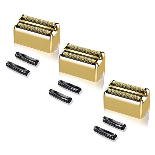 3 pack Professional Replacement Foil and Cutters for BaBylissPRO Barberology Double Foil Shaver, Compatible with BaBylissPRO Barberology FXFS2 Shaver，Gold