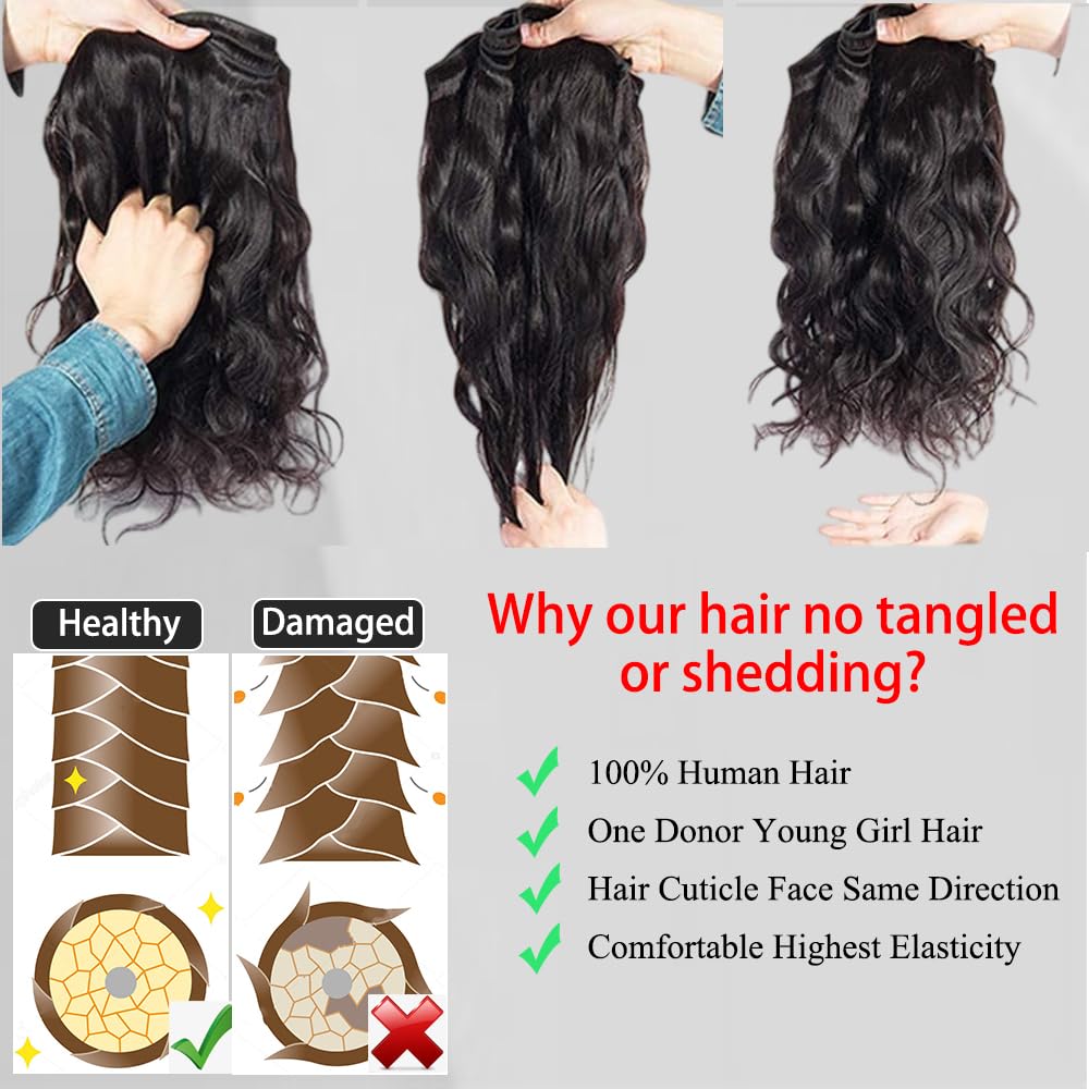 12A Body Wave Bundles Human Hair 16 18 20 22 4 Bundles Human Hair 100% Brazilian Human Hair Bundles Weave Bundles Deals Real Human Hair Natural Black Color For Women