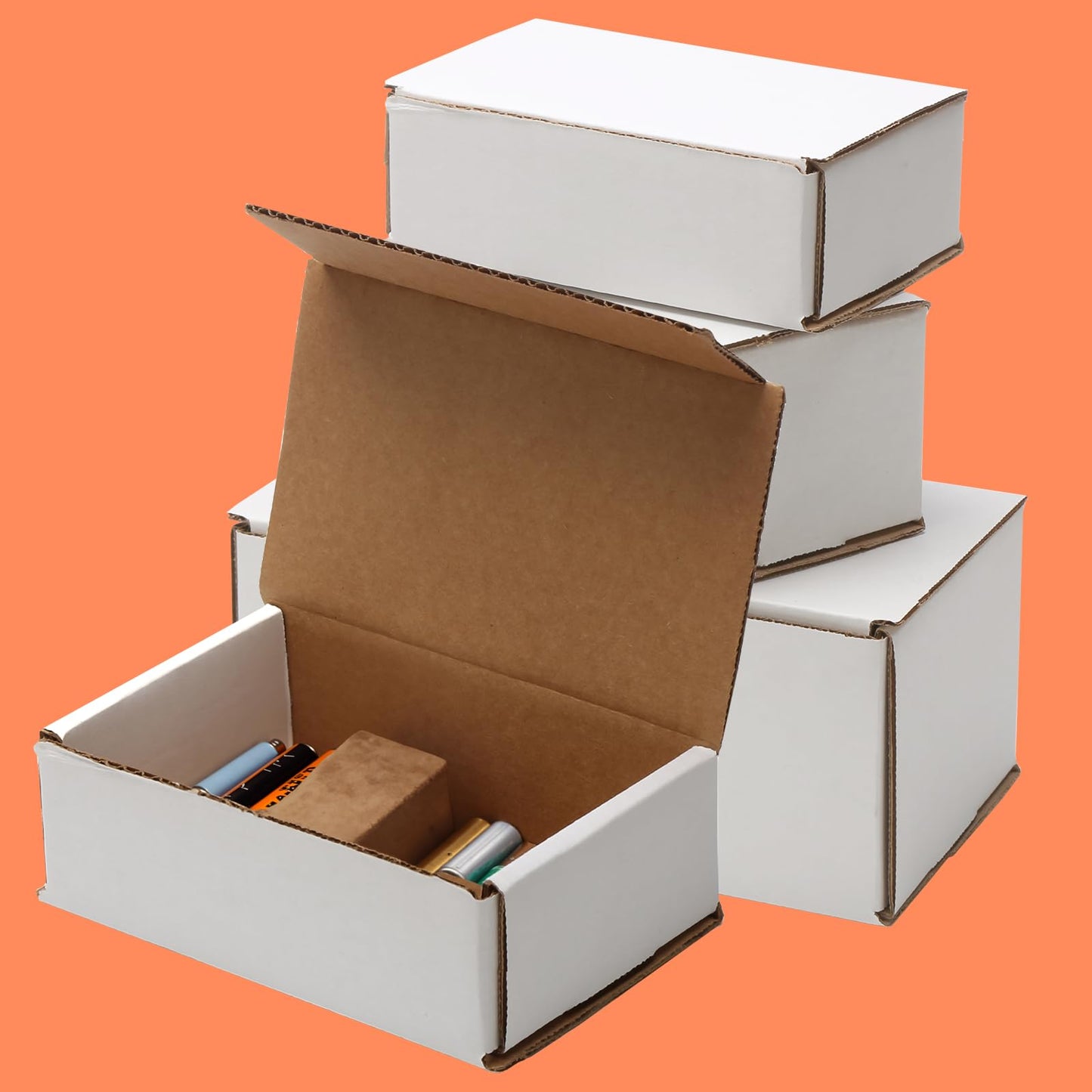 The Boxery Corrugated Mailers White Tuck Shipping Boxes (7x5x3)