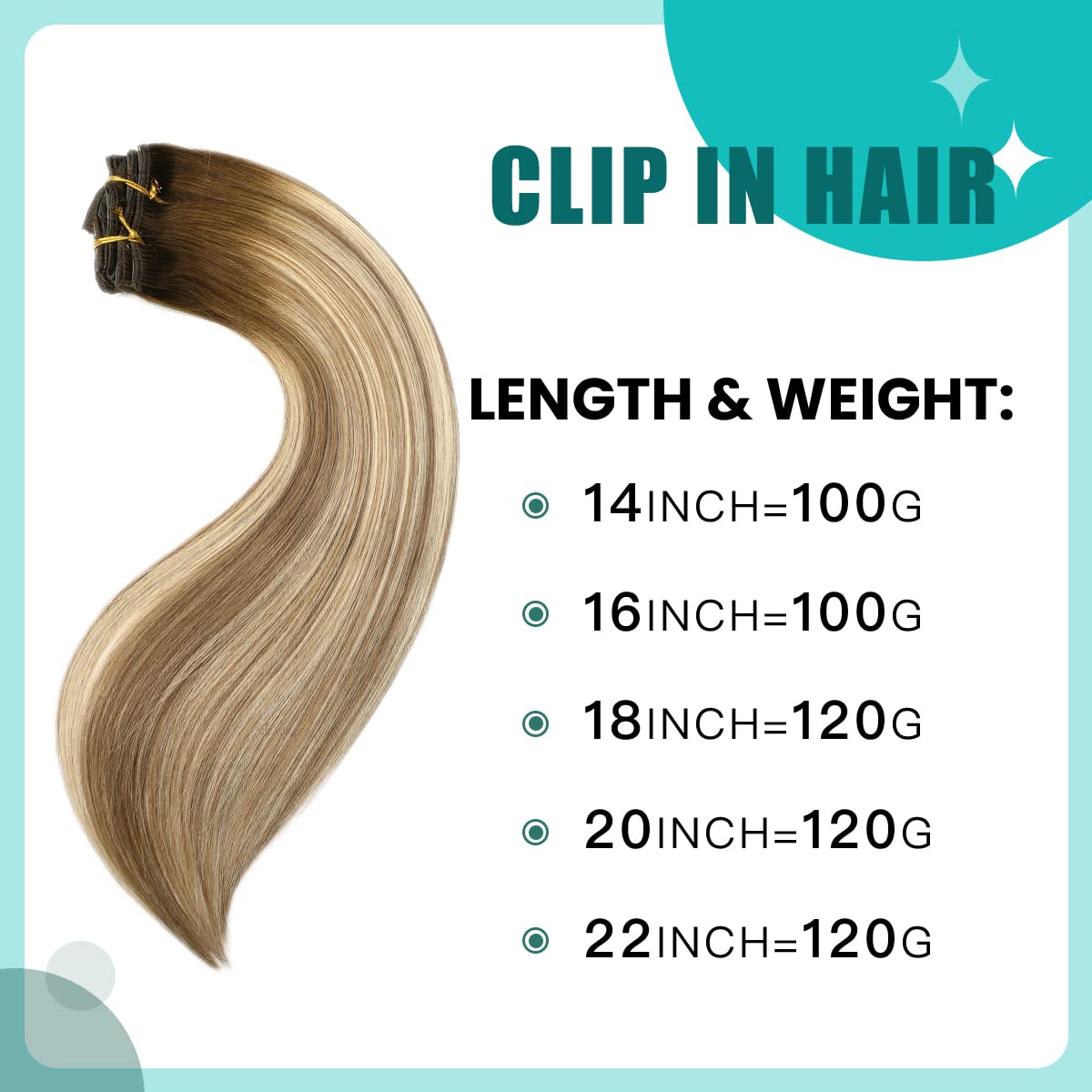 SURNEL Clip in Extensions Real Human Hair Balayage Clip in Hair Extensions 16 Inch 6pcs 100g Walnut Brown to Ash Brown and Golden Blonde Human Hair Clip Extensions (#3/8/22,16'')
