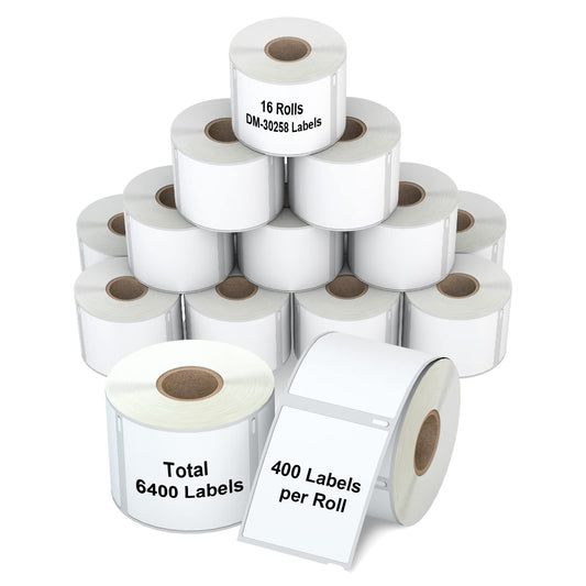 6400 Pcs 2-1/8" x 2-3/4" Labels Replacement Work with Dymo 30258 Shipping Labels (NOT FIT Dymo 550 & 5XL), Misofuki 16 Rolls Waterproof Direct Thermal Labels Used with Labelwriter 450, 450 Turbo, 4XL