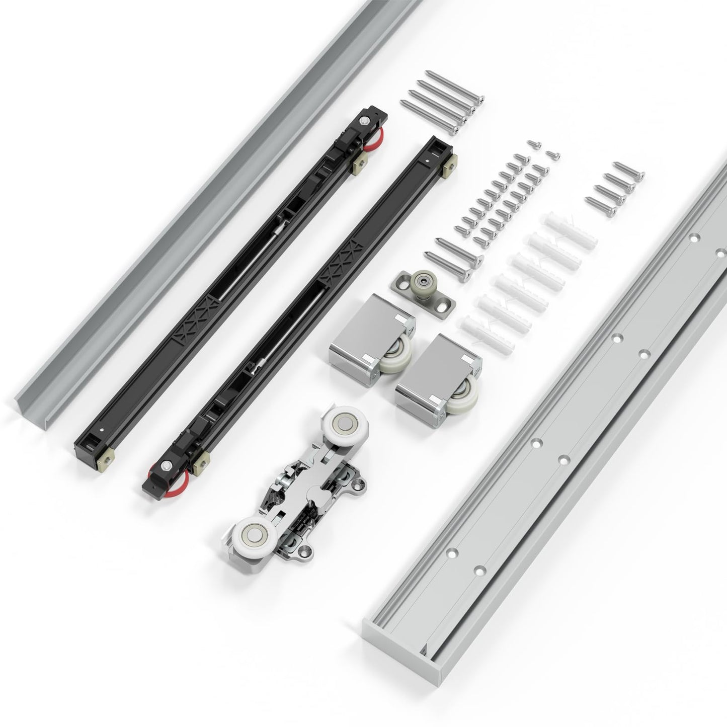 CEAKIAN 32" Concealed Sliding Barn Door Hardware Kit with Soft Close Mechanism for 24-28in Passage Opening, Hidden Aluminum Track System, Wall Mount for Interior Wooden Door (NO Door)