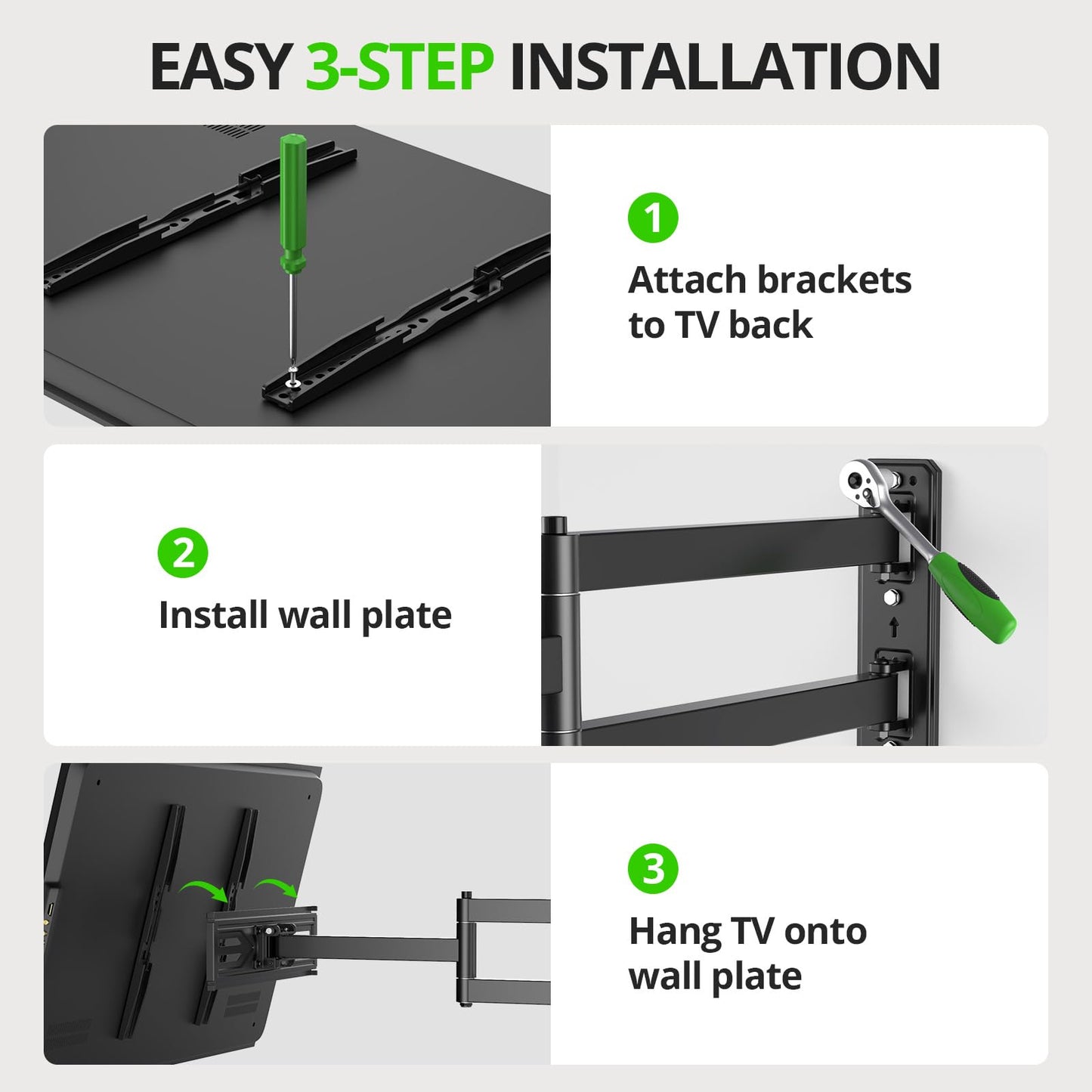 USX MOUNT Corner TV Wall Mount with 31.22" Long Arm for 26-65 Inch TVs up to 80 lbs, Full Motion TV Wall Mount Bracket with Swivel and Tilt, Max VESA 400x400mm fit Most 32 40 42 43 50 55 60 65 TVs