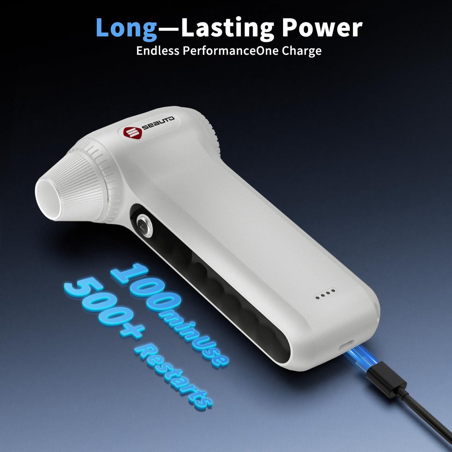 Electric Air Duster 200000RPM Brushless Motor, Cordless Compressed Air Blower with 4 Nozzles & 2 Brushes, 85m/s Powerful Rechargeable Cleaner for PC, Car, Keyboard & Electronics (Frost Silver)