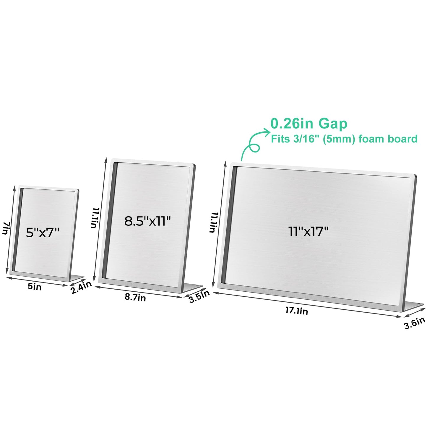 PUEGA 2pack 8.5"x11" Metal Tabletop Sign Holder with Stainless Steel Frame Menu Board Poster Display Stand for Office Store Restaurant Hotels