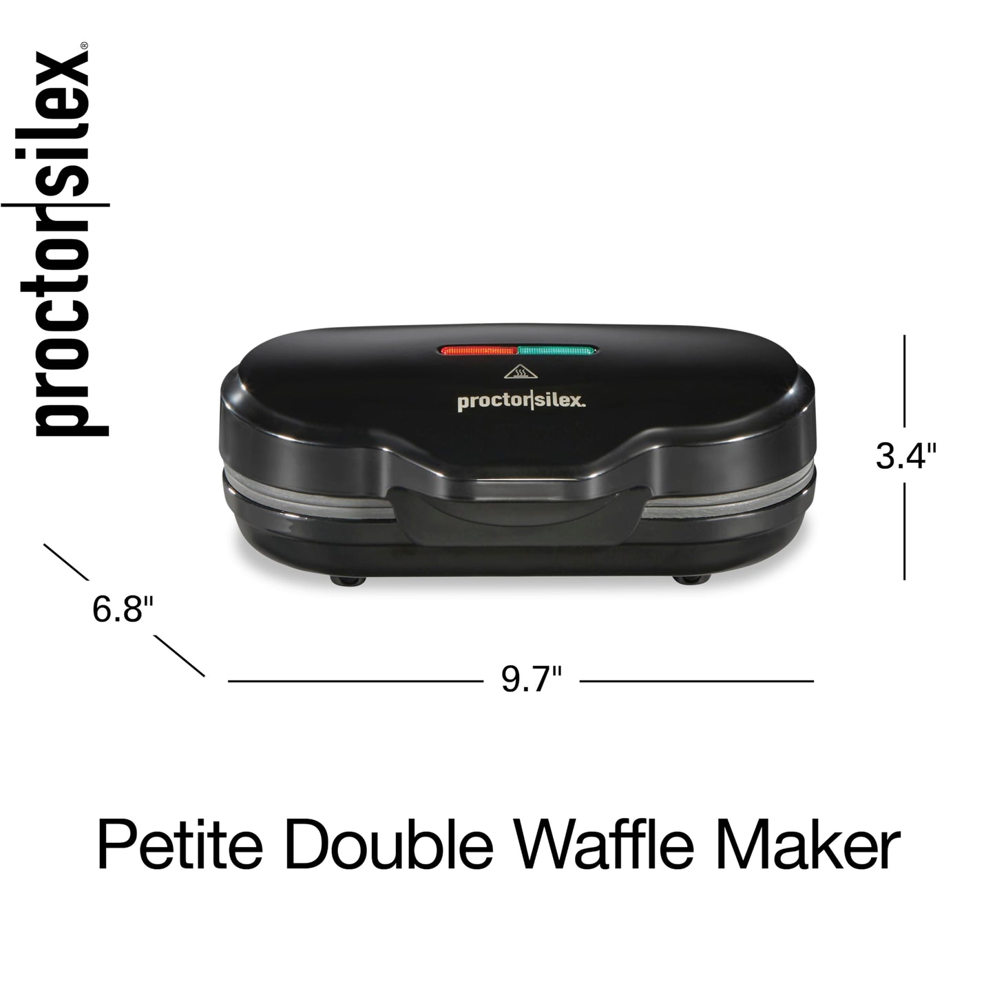 Proctor Silex Double Mini Waffle Maker Machine with 4” Round Non-stick Grids, Makes 2 Personalized Individual Breakfast Keto Chaffles and Hashbrowns, Compact, Black (26102)