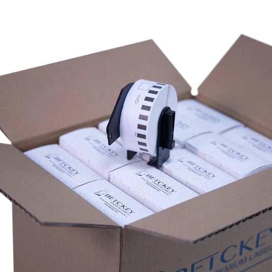 BETCKEY - Compatible Continuous Label Replacement for Brother DK-2210 (1-1/7" x 100'), Use with Brother QL Label Printers [20 Rolls]