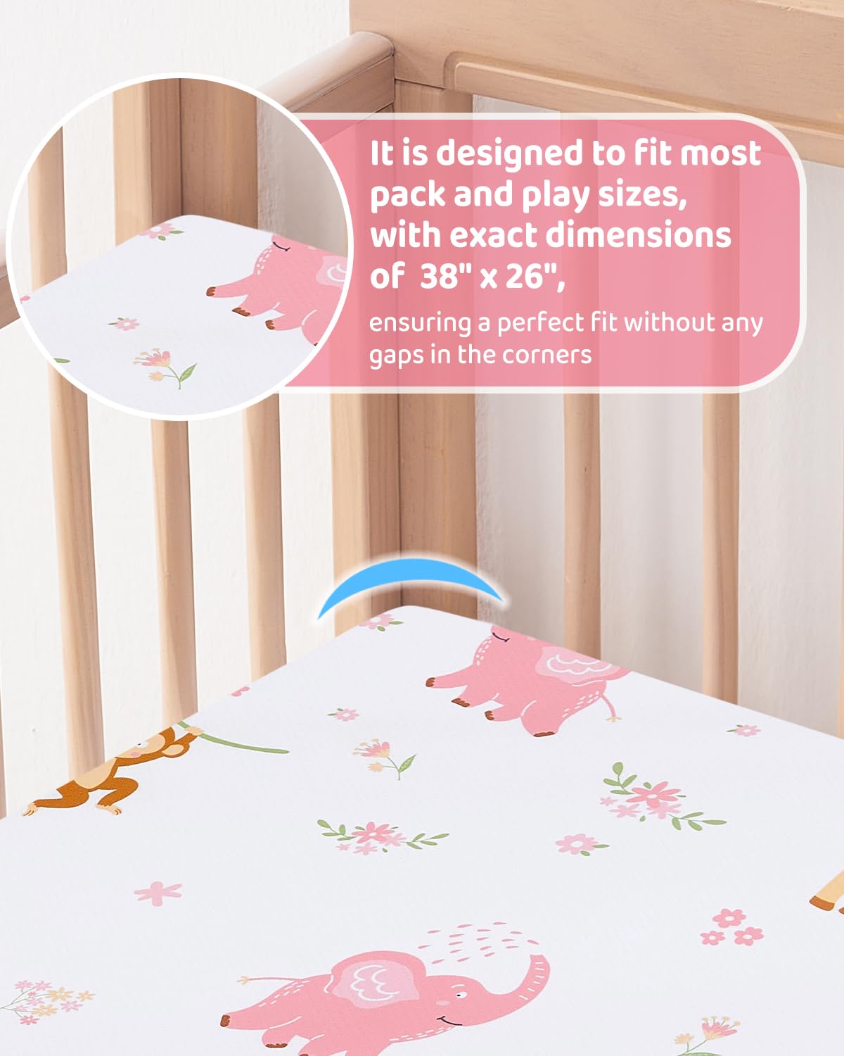 lasoftan Pack and Play Mattress - 38" x 26" Soft Mini Pad Breathable Portable Mattres Waterproof & Washable Perfectly fits Pack n Play