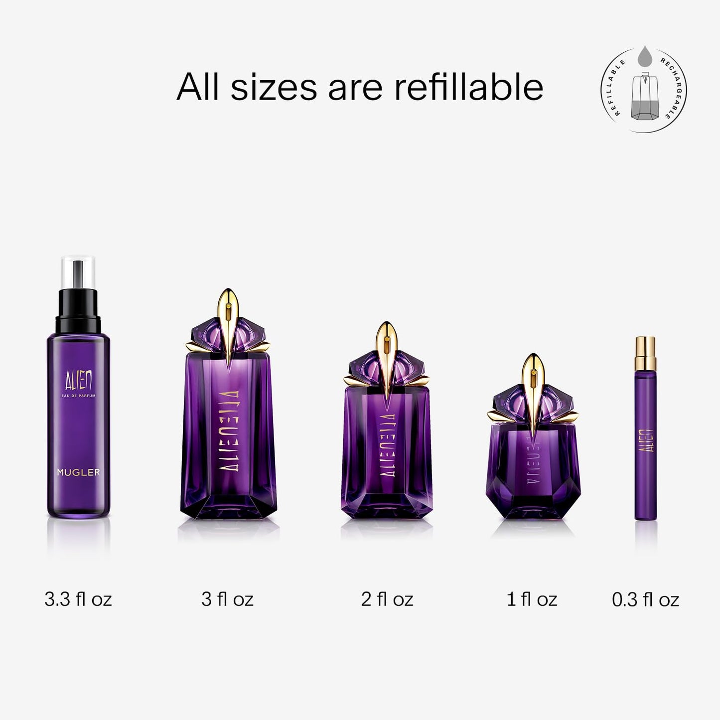 Mugler Alien - Eau de Parfum - Women's Perfume - Floral & Woody - With Jasmine, Wood, and Amber - Long Lasting Fragrance - Travel Size - 0.33 Fl Oz