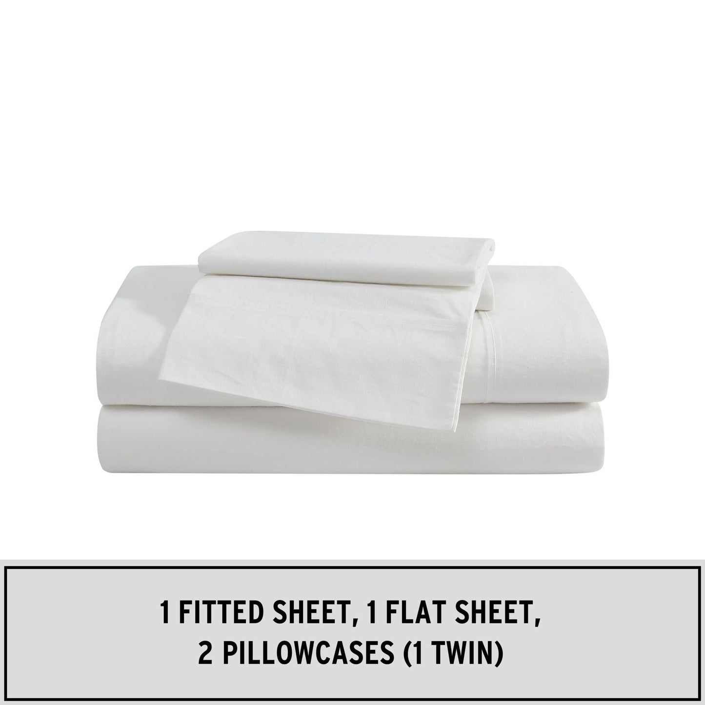 Eddie Bauer - King Sheet Set, Washed Percale Bedding Set with Deep Pockets, Super Soft, 100% Luxury Cotton with Smooth Percale Weave (Off-White)