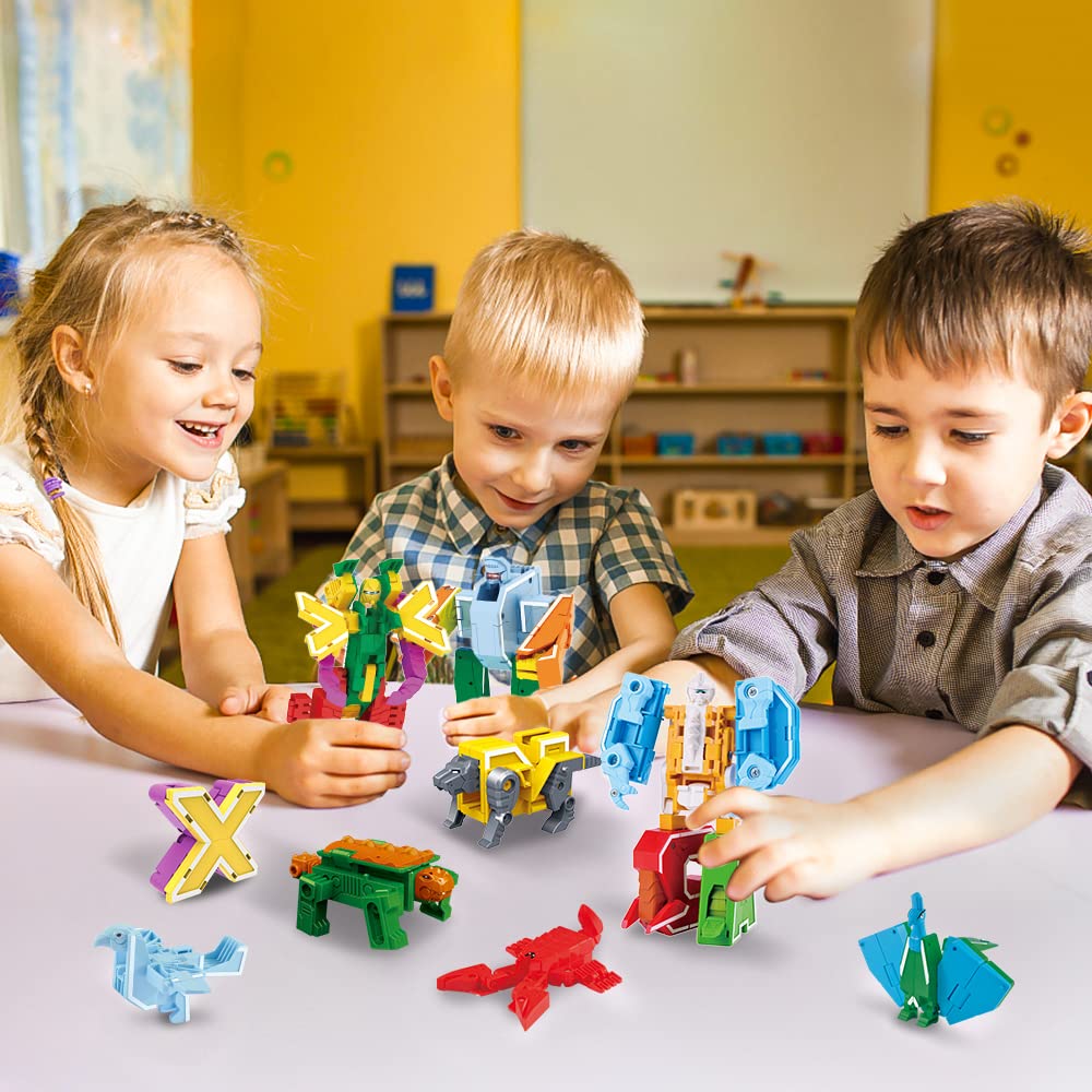 VEAIS Alphabet Animal Toys for Kids, STEM ABC Learning Alphabots Transforming Toys Classroom Teaching Alpha Bots Toy for Kids 4-6 Toddlers - 26 Pieces
