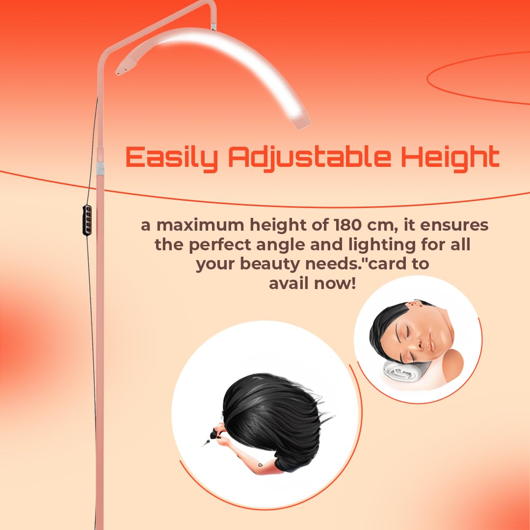 Hi_friend 23 inch Half Moon Lamp, Portable Esthetician Lash Light for Lash Tech, Bright Eyelash Extension Arched LED Floor Light, Lashing Lamp for Beauty, Skincare, Lashes