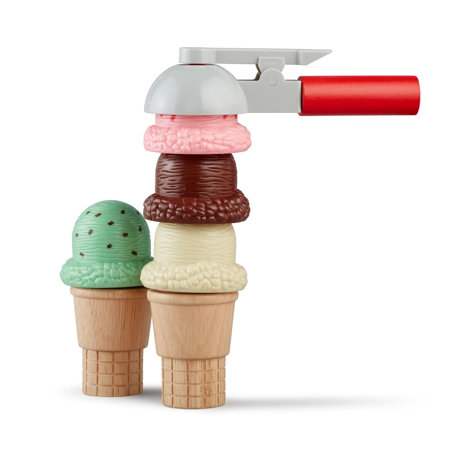 Melissa & Doug Scoop and Stack Ice Cream Cone Wooden Magnetic Pretend Play Food Set, Preschool Toy - FSC CertifiedPlay Ice Cream Set, Pretend Food, Toy for Toddlers and Kids Ages 3+