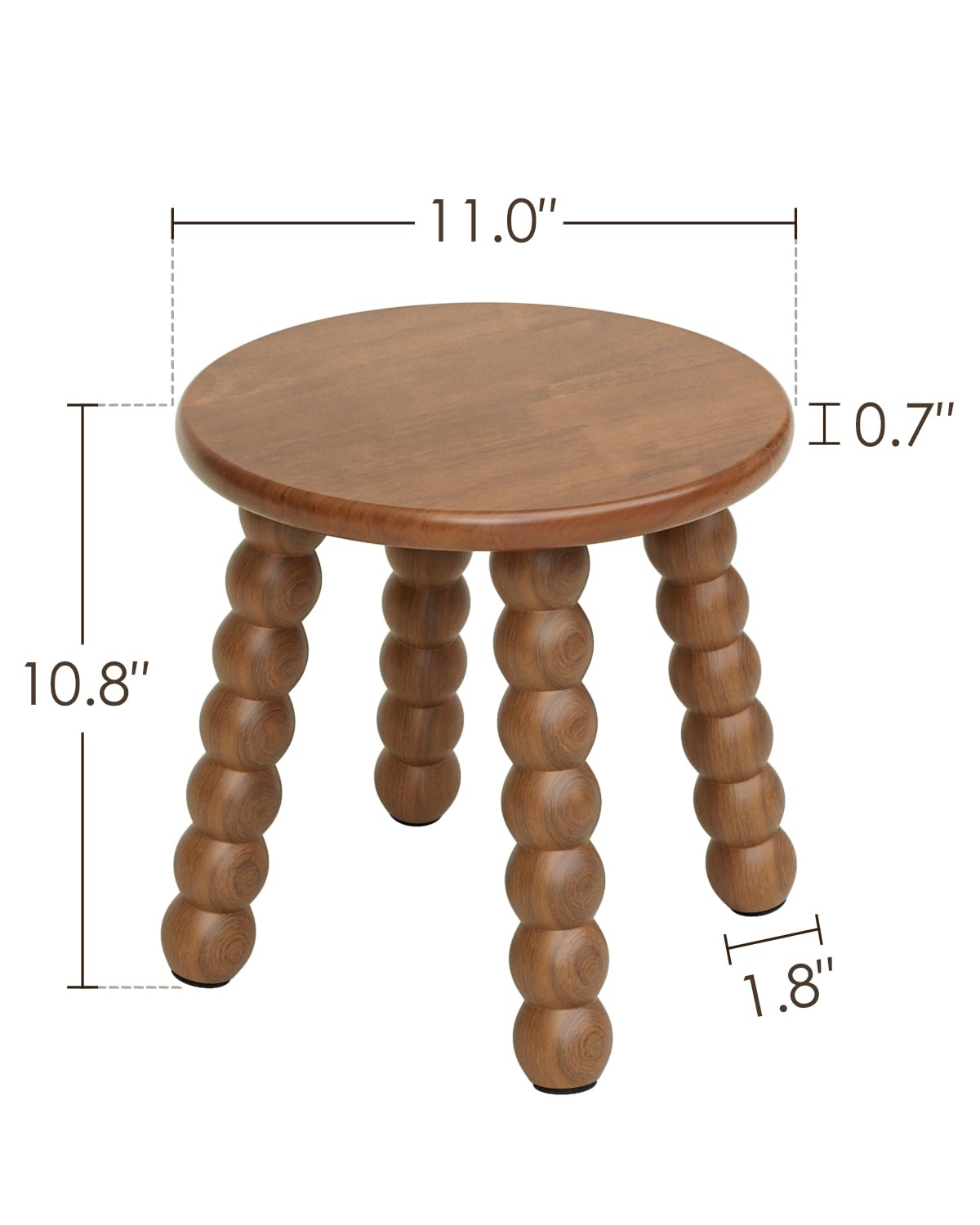Masupu Solid Wooden Step Stool for Adults Kids, 11 inch Small Foot Stool, Non-Slip One Step Stool, Sturdy Foot Stool for Bathroom, Bedroom, Kichen, Plant Stand(Walnut Brown)