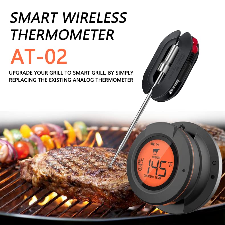 Acesidn Smart Pro Bluetooth BBQ Meat Thermometer for Grilling-Out Side Wireless Meat Temperature Monitor for Smoker-Waterproof-Supports 4 Probes- Includes 4 Stainless Steel meater Probes