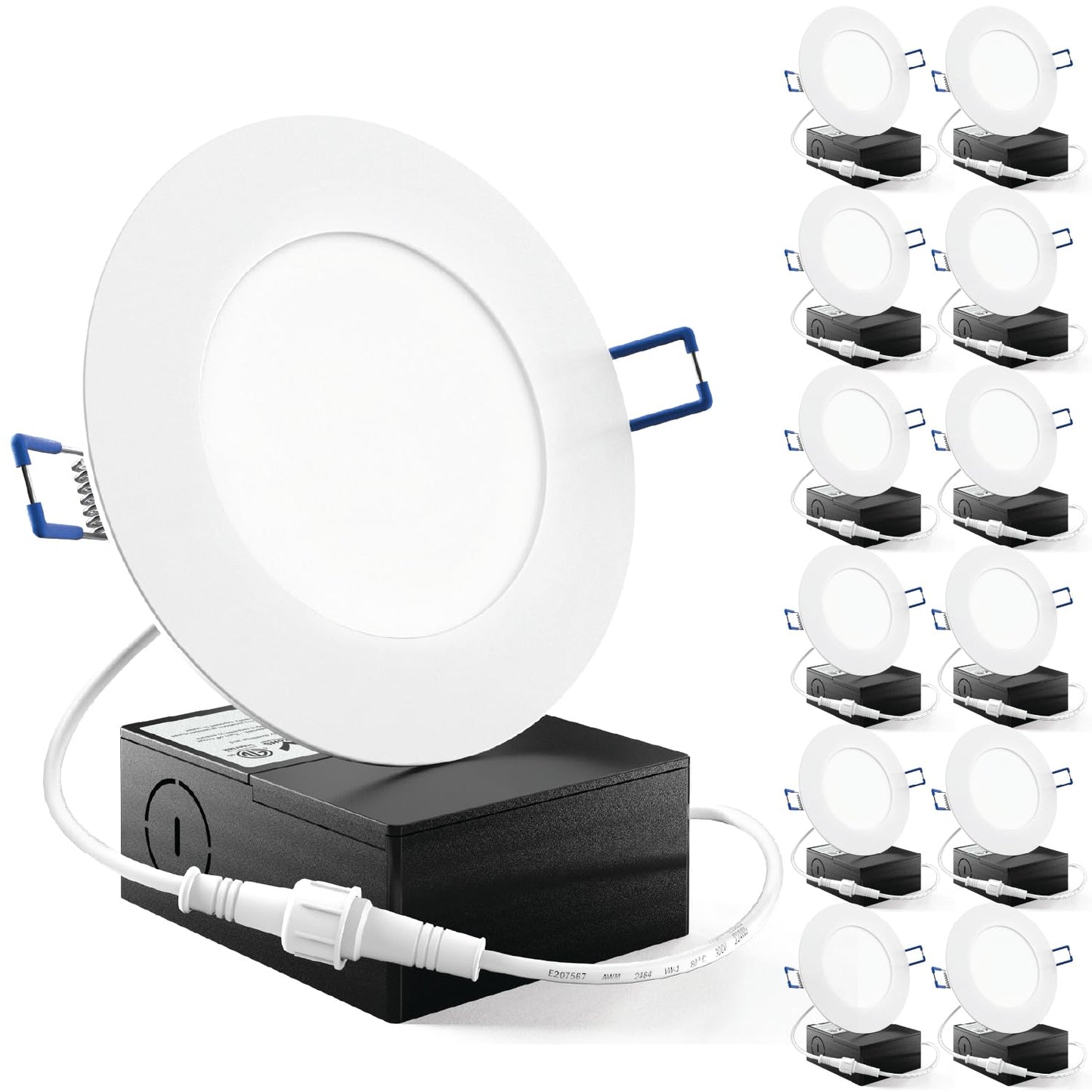 Sunco 12 Pack 4 Inch LED Recessed Lights, Slim Canless Ceiling Lighting, 650 LM, 10W (60W Equivalent), 3000K Warm White, Dimmable, Wafer Thin, Ultra Thin with Junction Box ETL