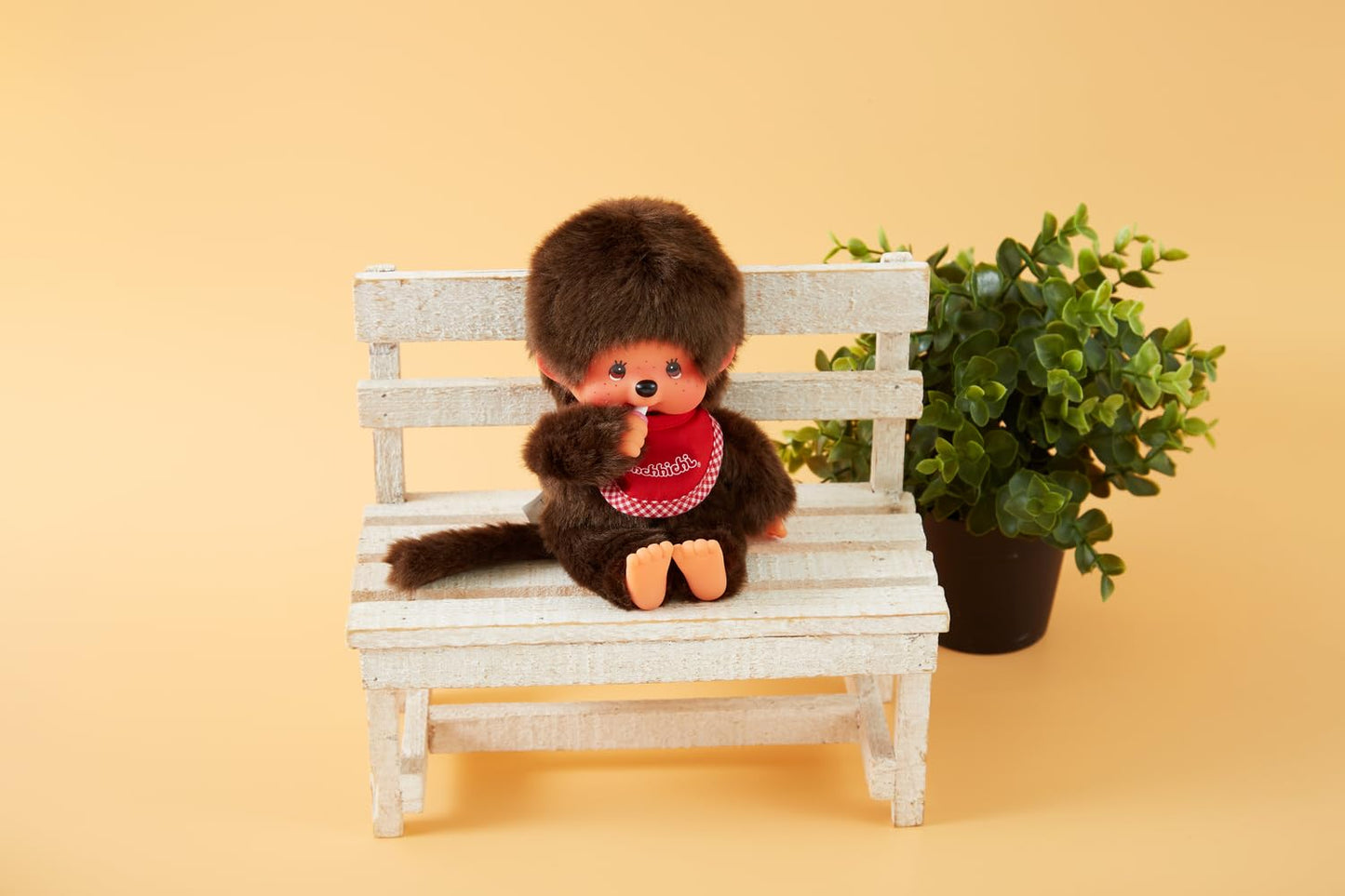 Monchhichi Boy with Red Bib - Stuffed Animal by Schylling (255010)